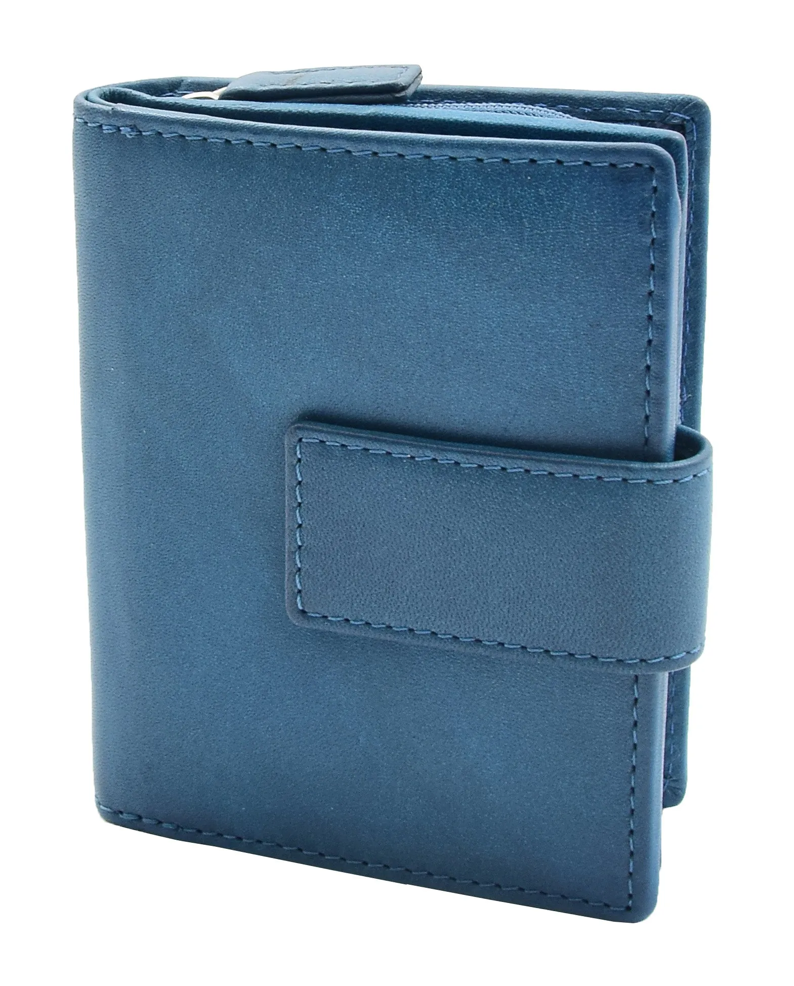 DR447 Women's Leather Purse Booklet Style Wallet Blue