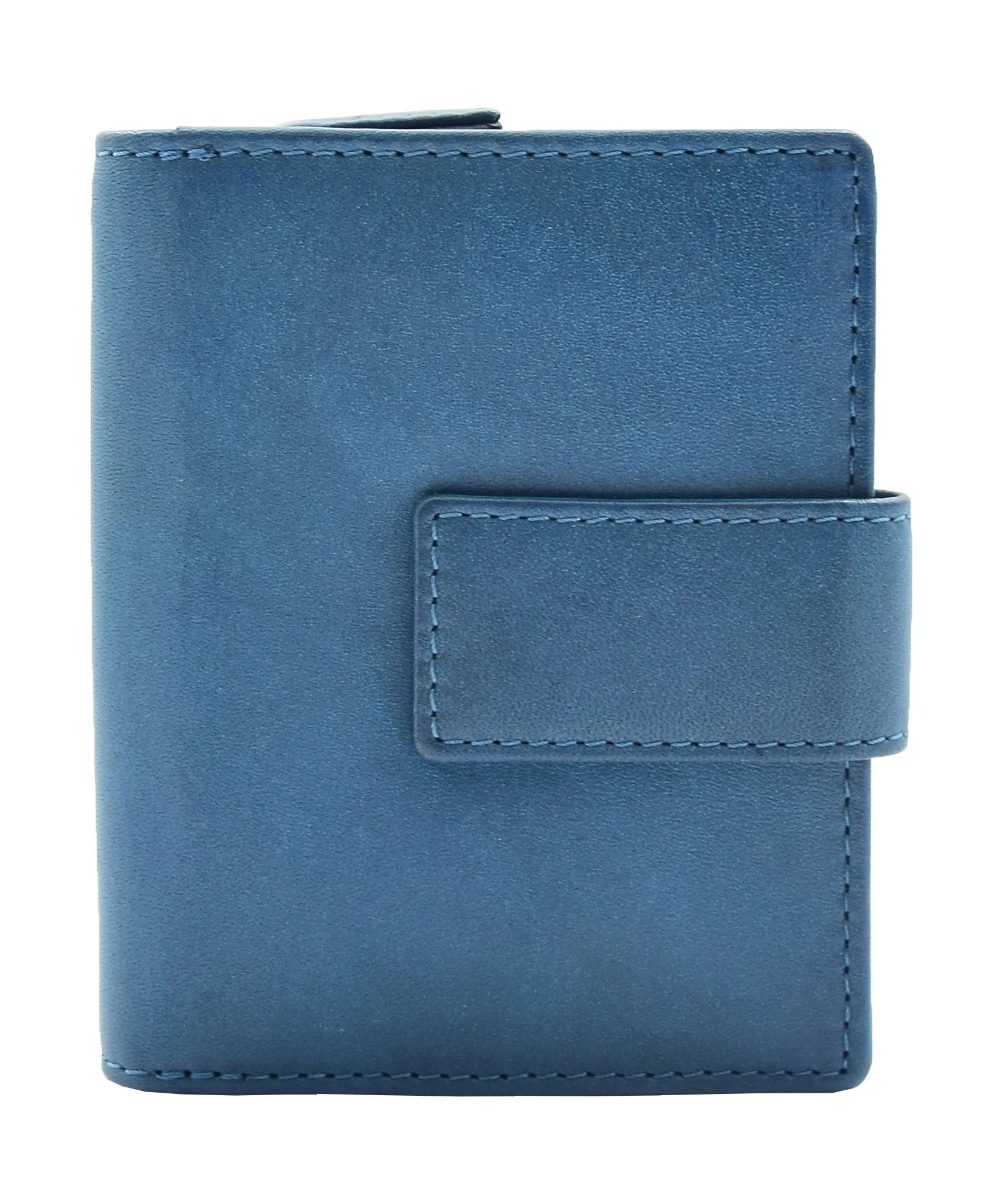 DR447 Women's Leather Purse Booklet Style Wallet Blue