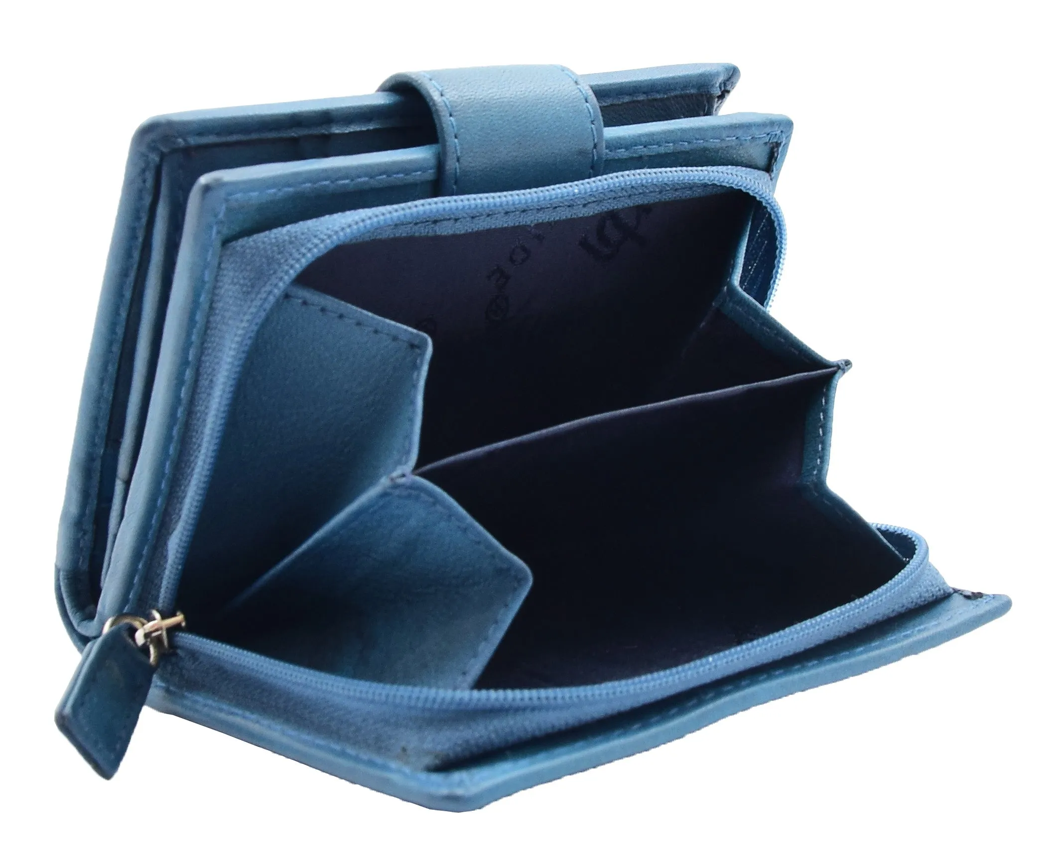 DR447 Women's Leather Purse Booklet Style Wallet Blue