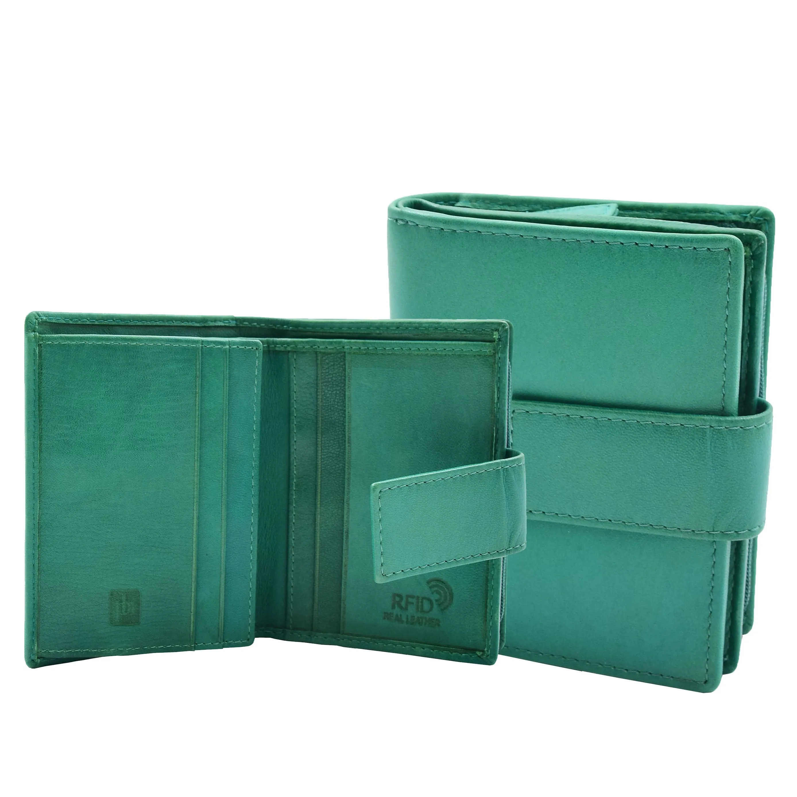 DR447 Women's Leather Purse Booklet Style Wallet Green