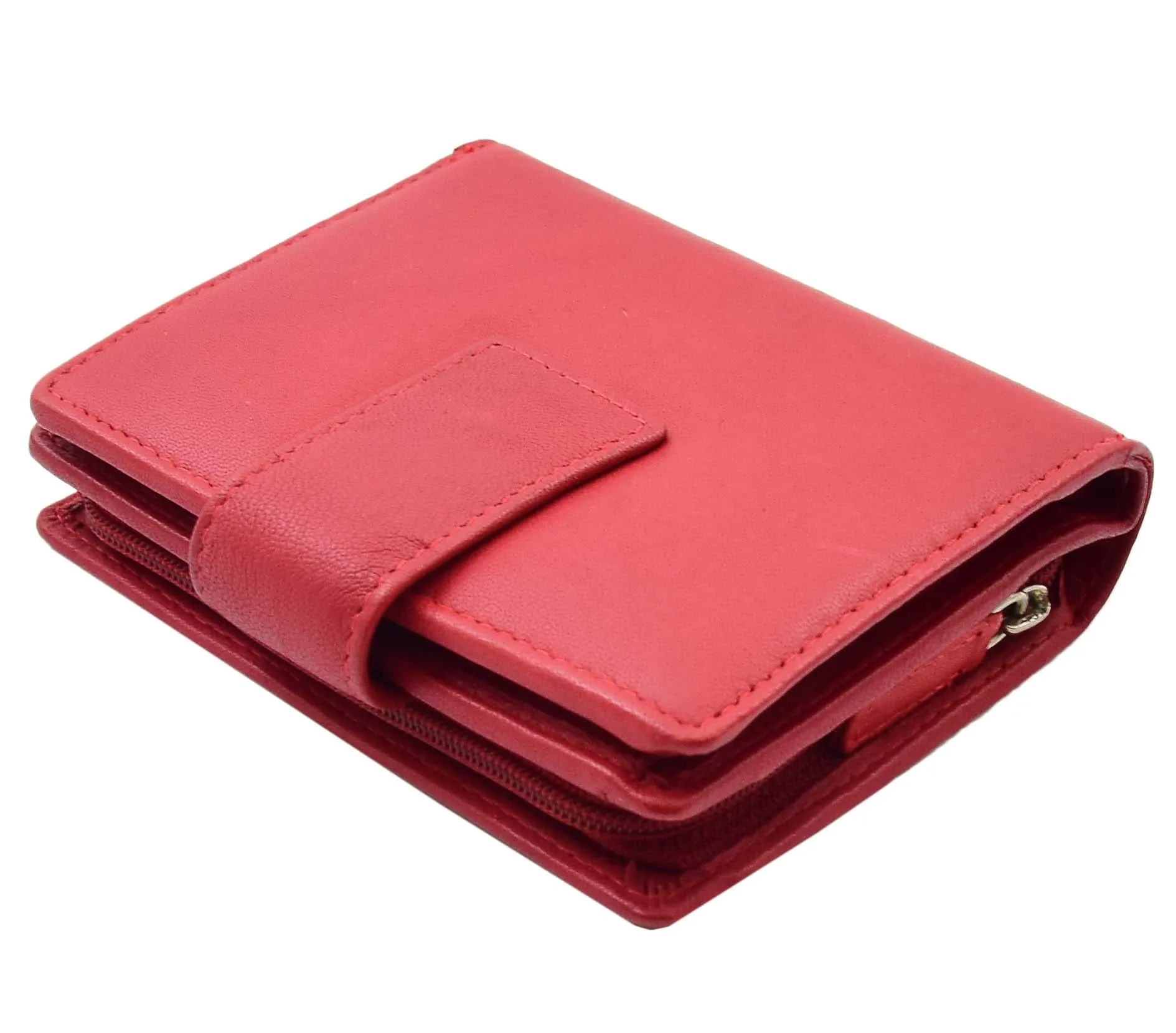 DR447 Women's Leather Purse Booklet Style Wallet Red