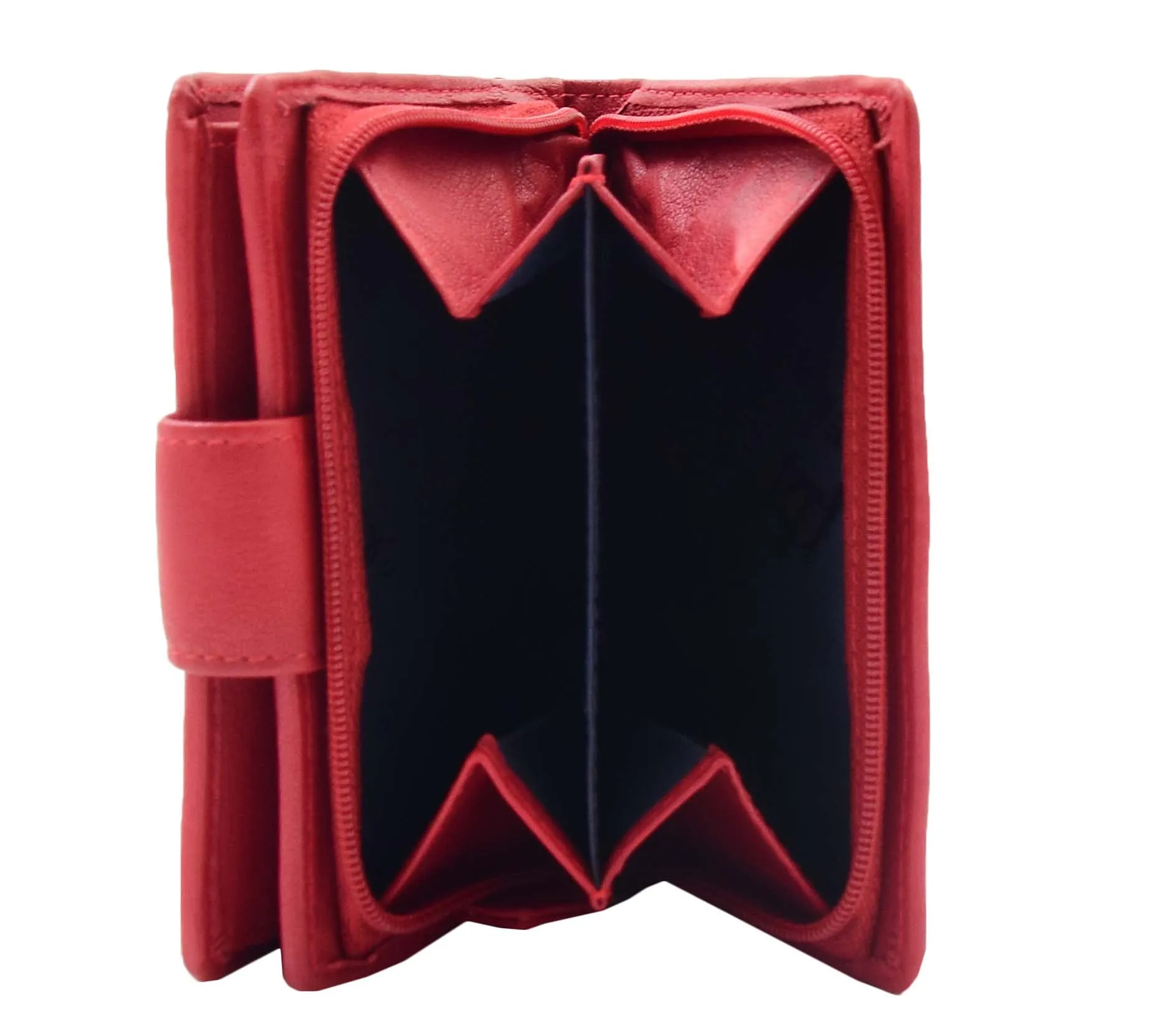 DR447 Women's Leather Purse Booklet Style Wallet Red