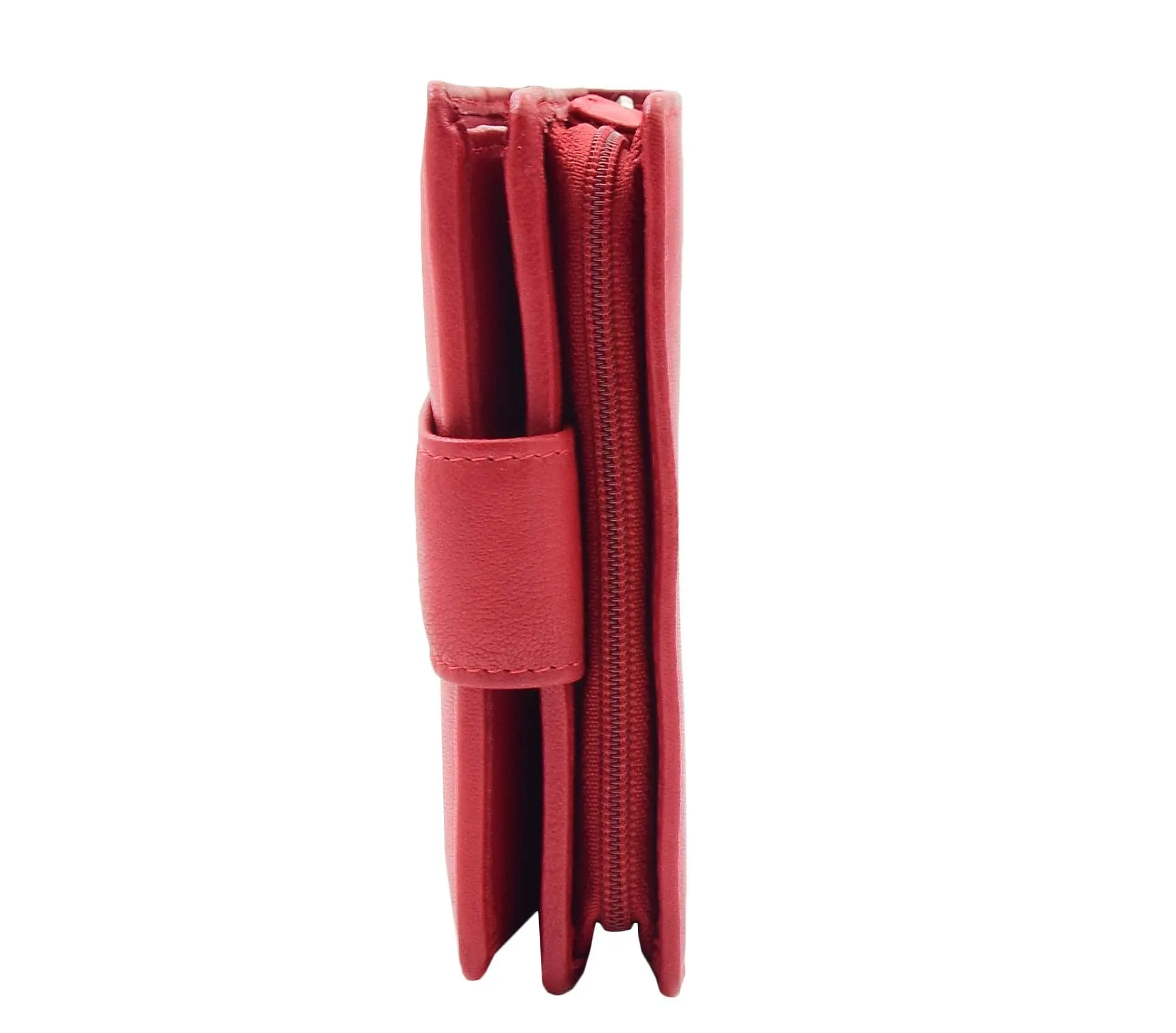 DR447 Women's Leather Purse Booklet Style Wallet Red