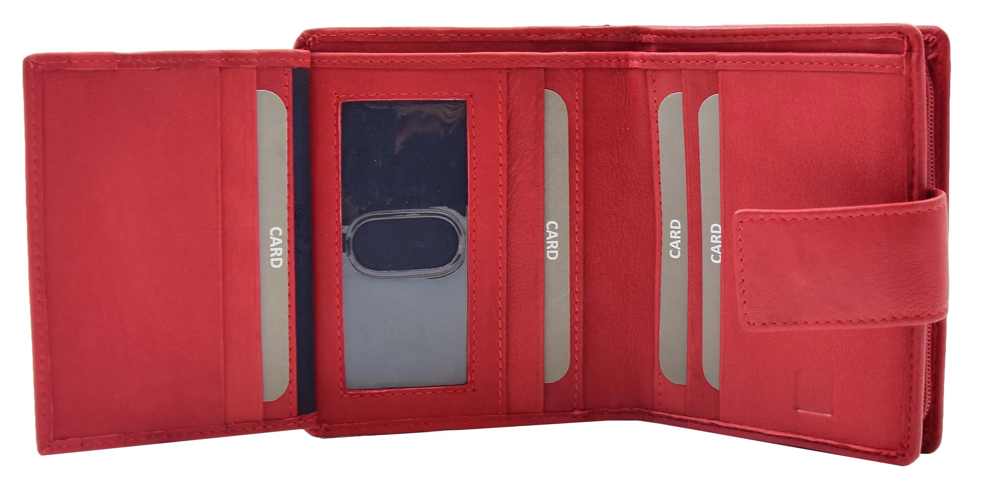DR447 Women's Leather Purse Booklet Style Wallet Red