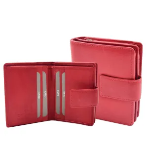 DR447 Women's Leather Purse Booklet Style Wallet Red