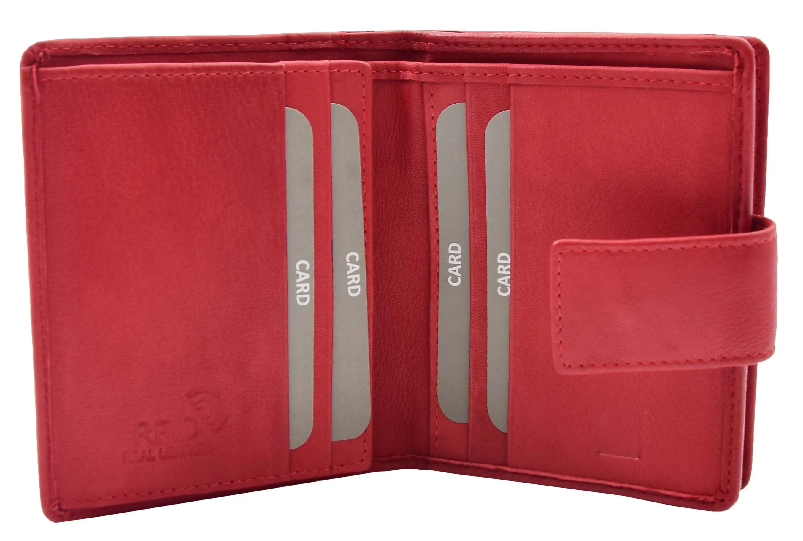DR447 Women's Leather Purse Booklet Style Wallet Red