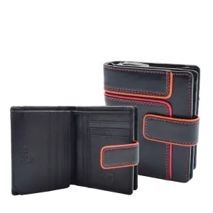 DR448 Women's Bifold Leather Purse Booklet Style Wallet Black