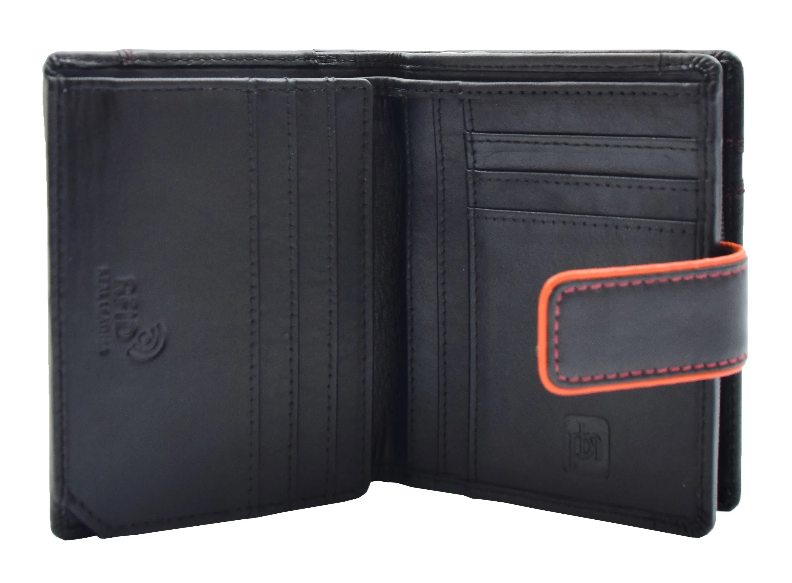 DR448 Women's Bifold Leather Purse Booklet Style Wallet Black