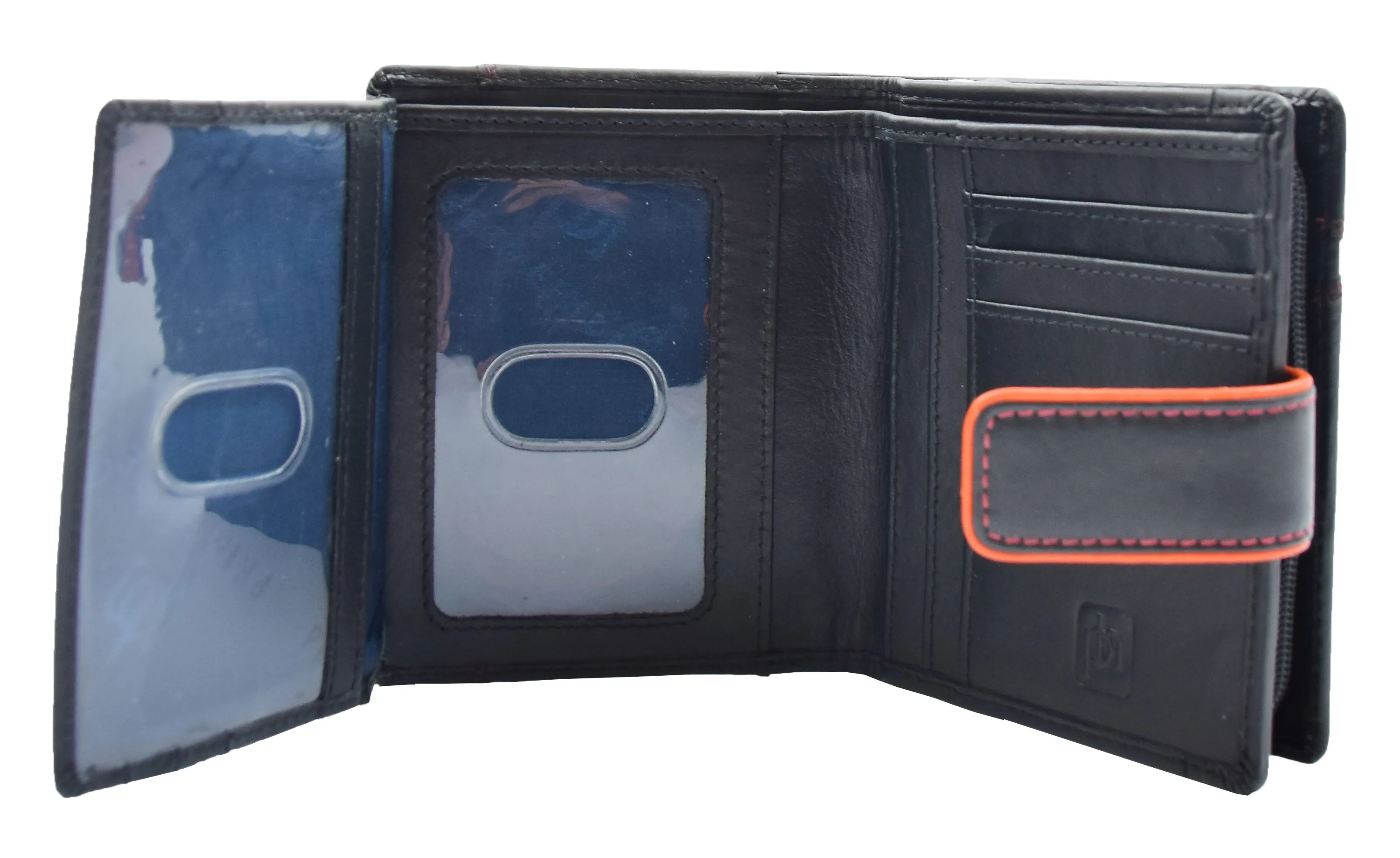 DR448 Women's Bifold Leather Purse Booklet Style Wallet Black