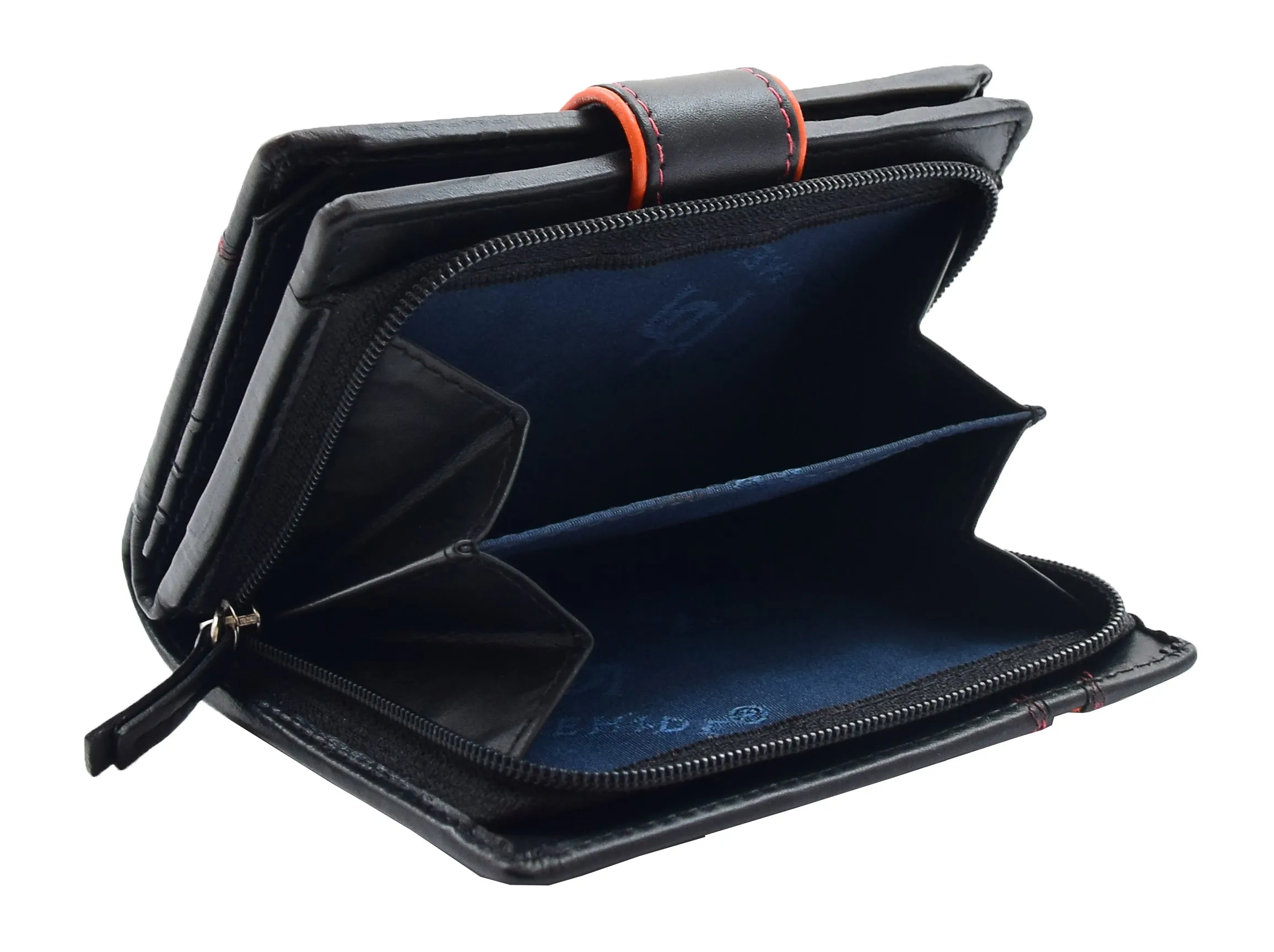 DR448 Women's Bifold Leather Purse Booklet Style Wallet Black