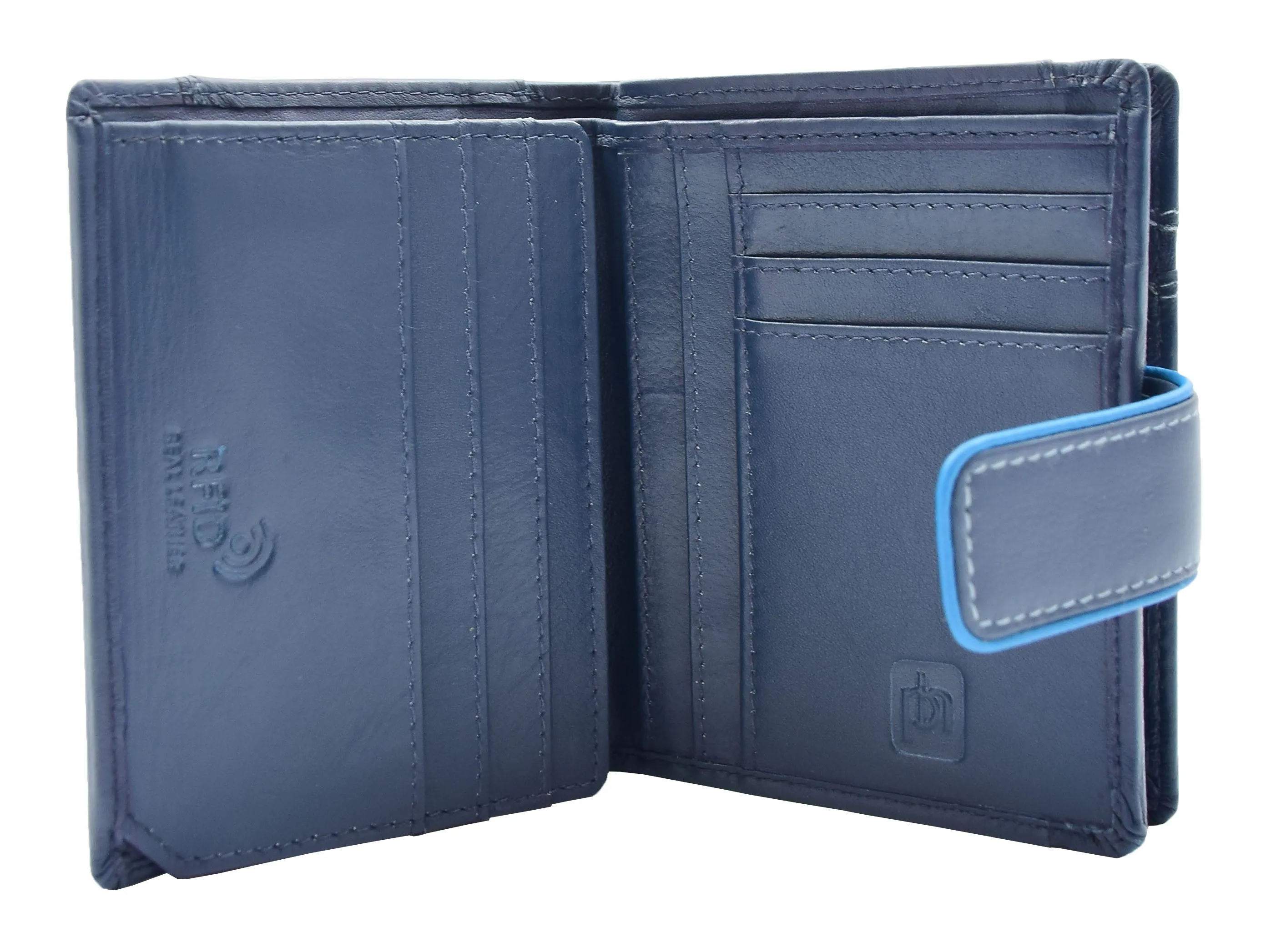 DR448 Women's Bifold Leather Purse Booklet Style Wallet Navy