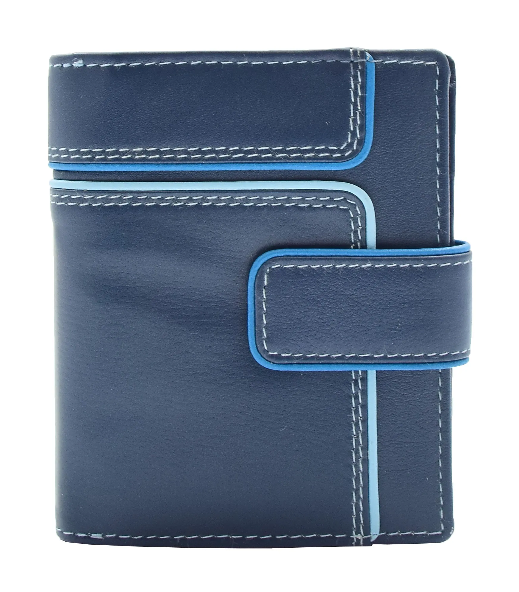 DR448 Women's Bifold Leather Purse Booklet Style Wallet Navy