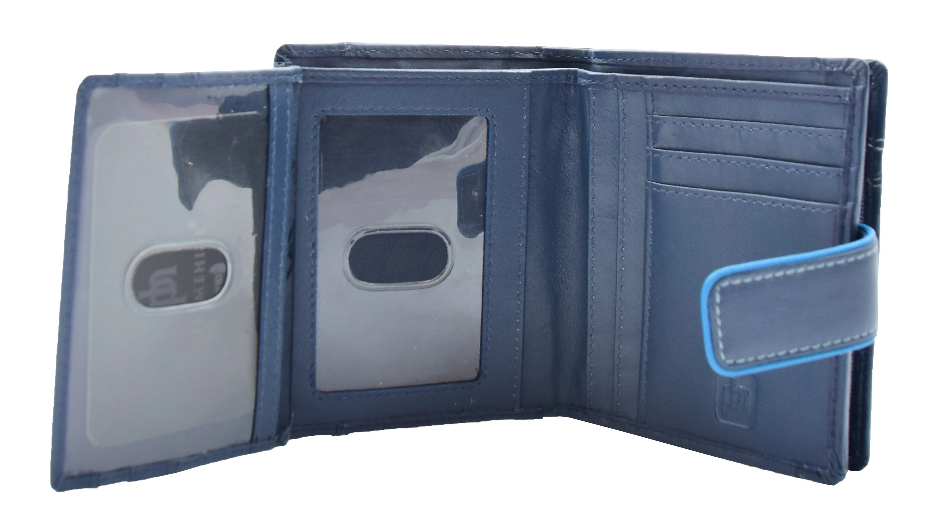 DR448 Women's Bifold Leather Purse Booklet Style Wallet Navy