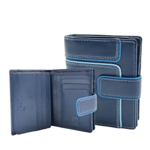 DR448 Women's Bifold Leather Purse Booklet Style Wallet Navy