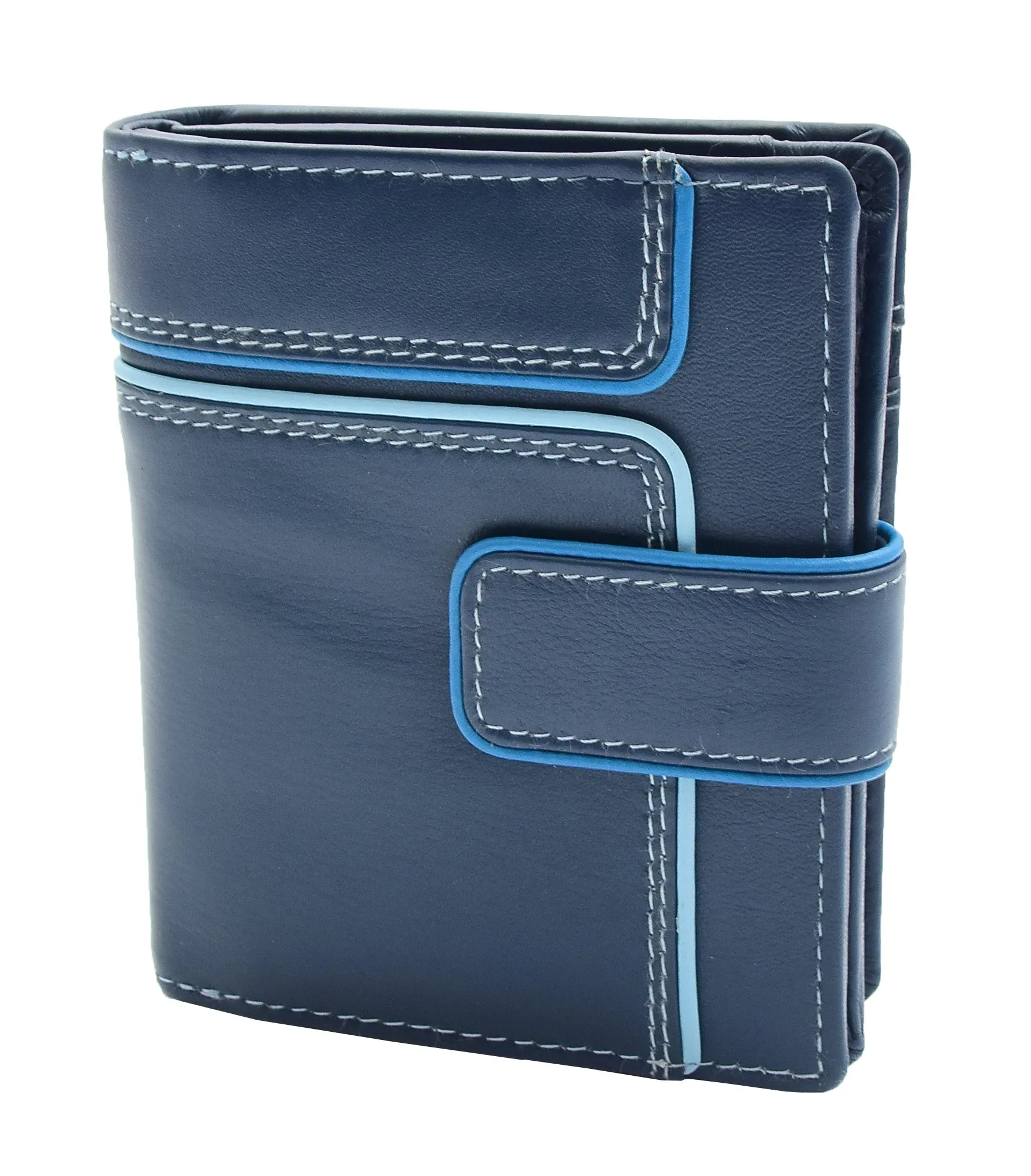 DR448 Women's Bifold Leather Purse Booklet Style Wallet Navy