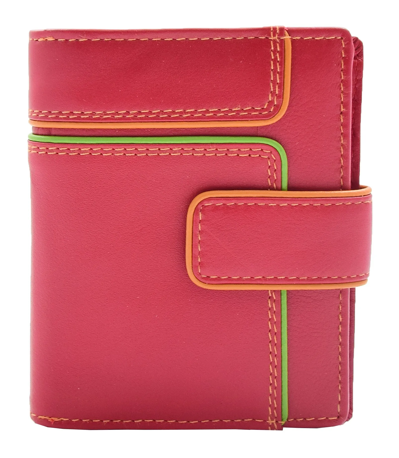 DR448 Women's Bifold Leather Purse Booklet Style Wallet Red