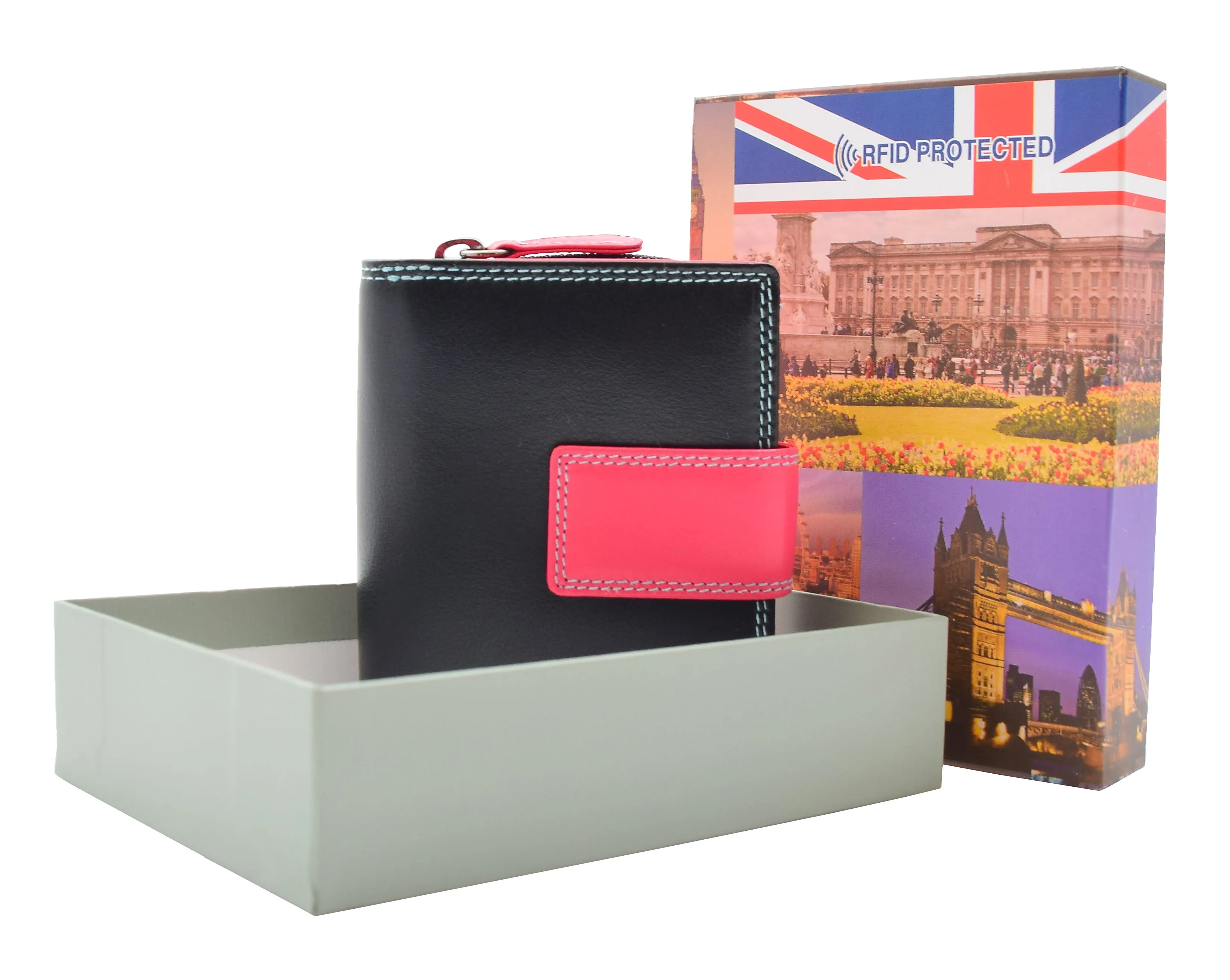 DR449 Women's Booklet Style Purse Leather Wallet Black