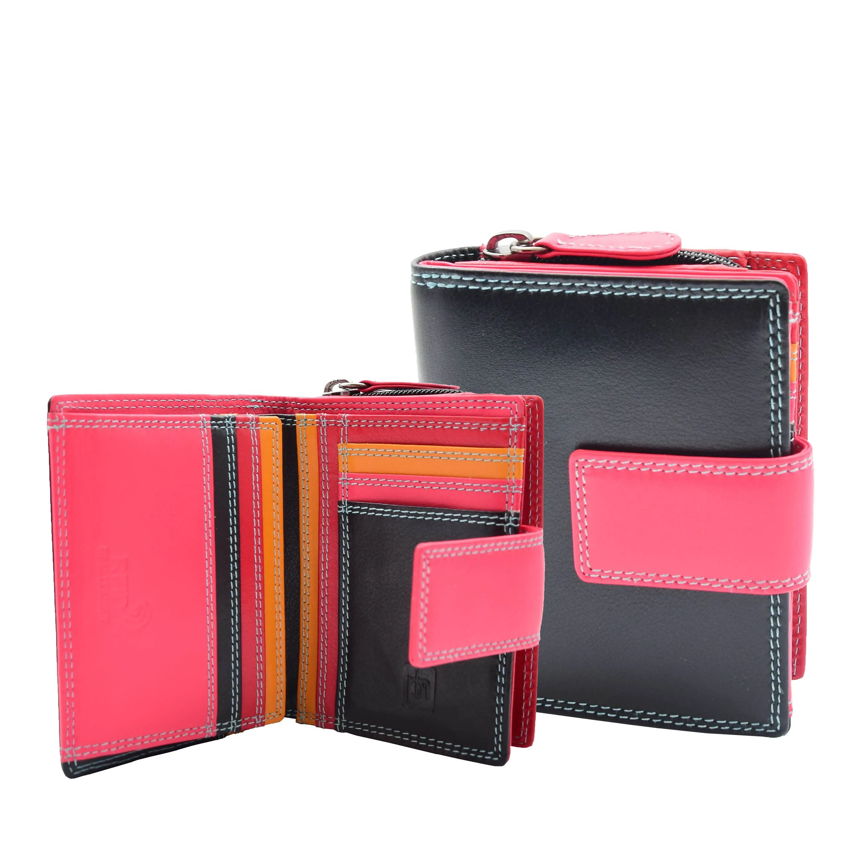 DR449 Women's Booklet Style Purse Leather Wallet Black