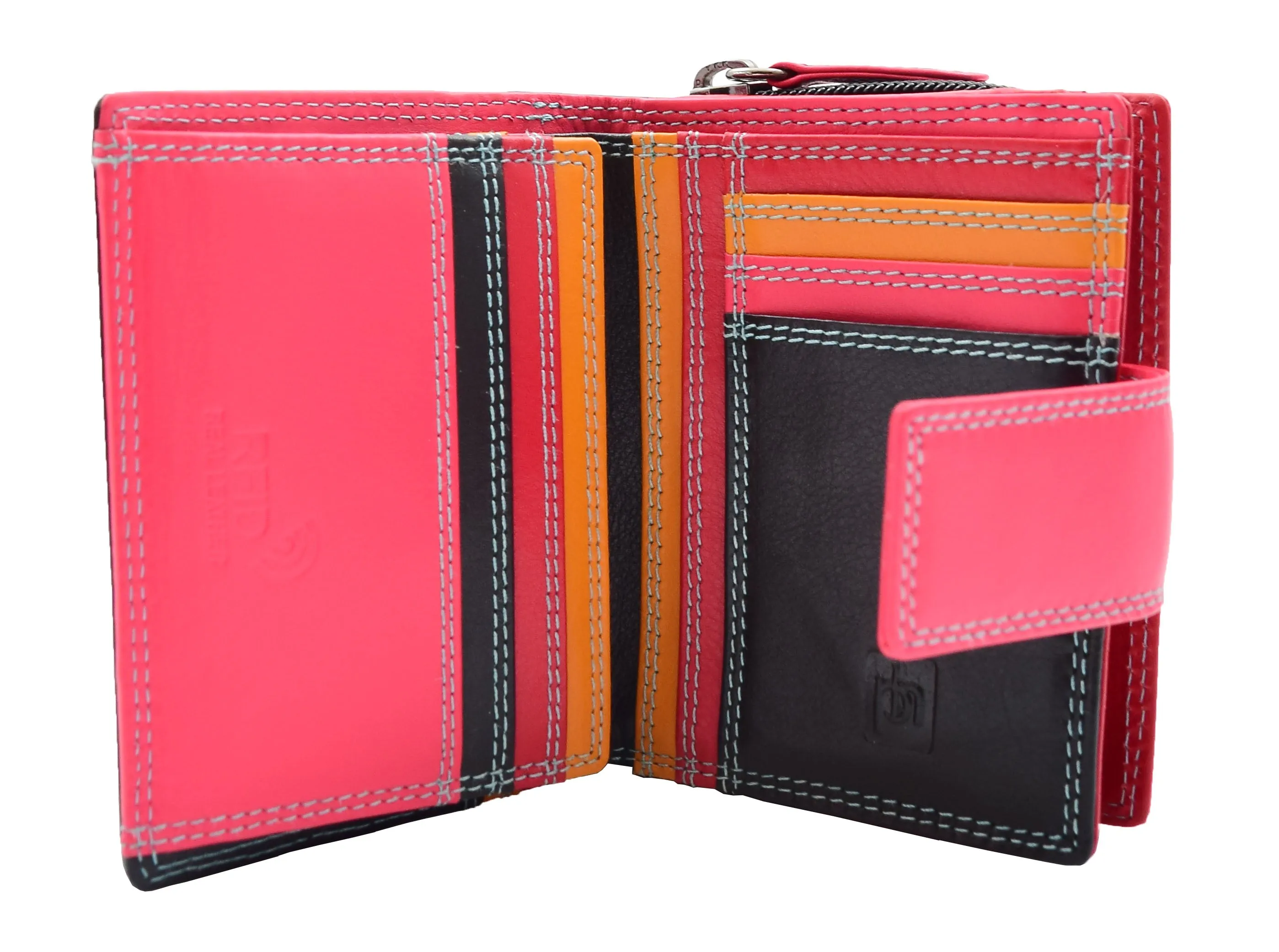 DR449 Women's Booklet Style Purse Leather Wallet Black