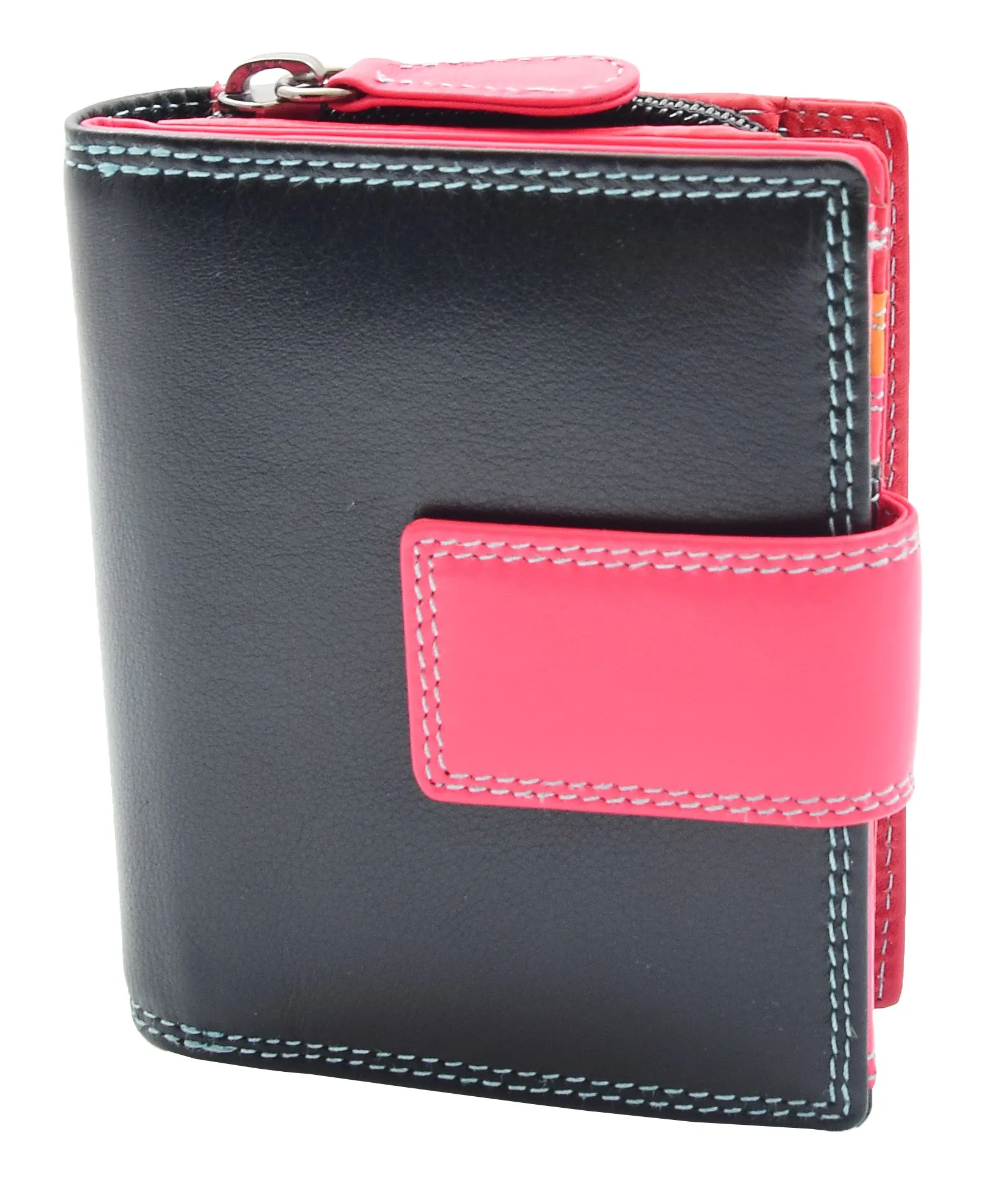 DR449 Women's Booklet Style Purse Leather Wallet Black
