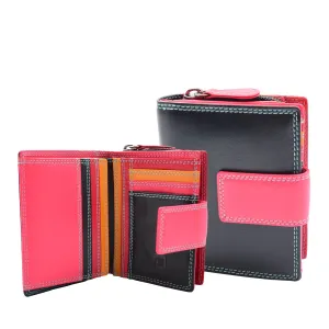 DR449 Women's Booklet Style Purse Leather Wallet Black