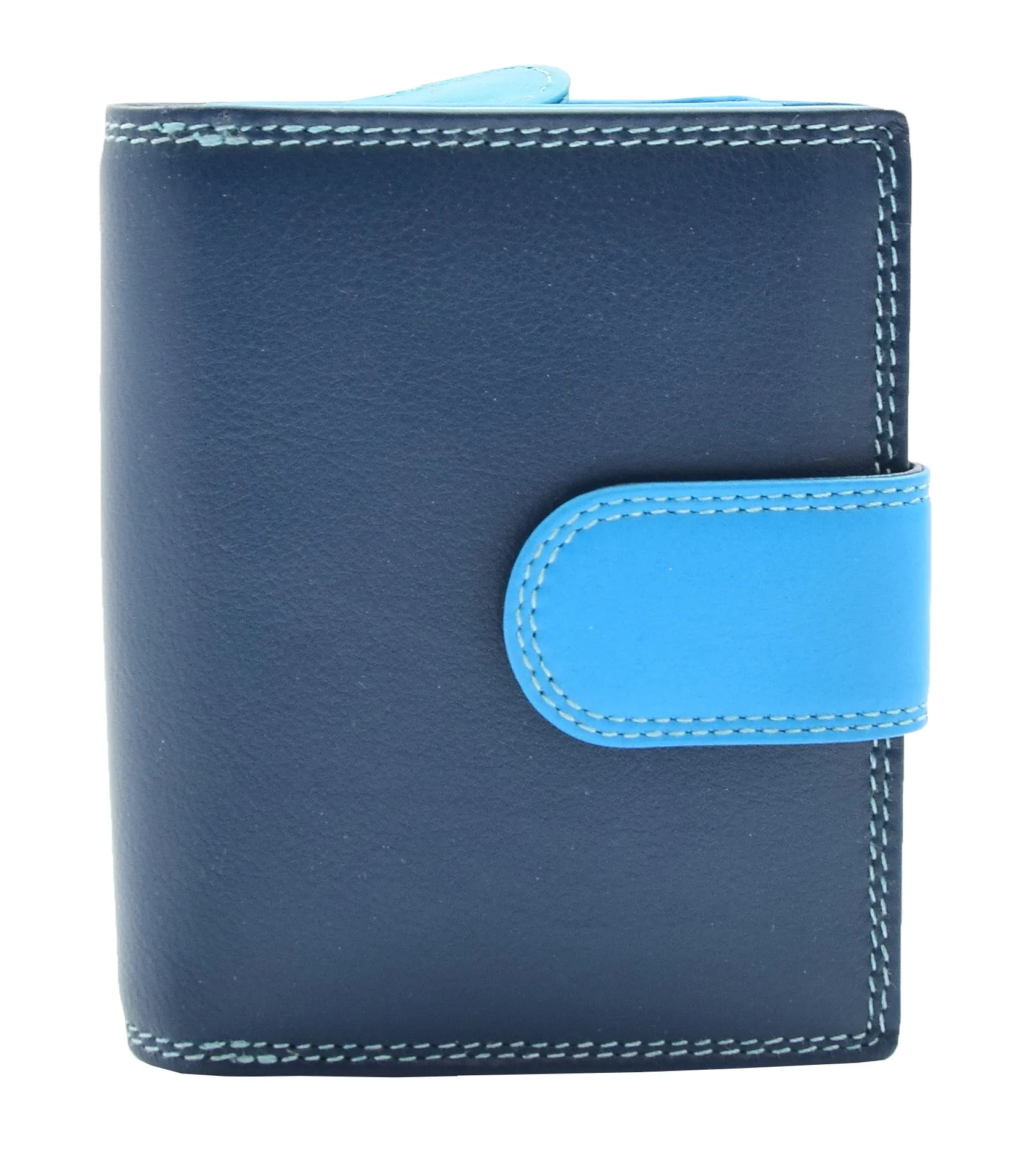 DR449 Women's Booklet Style Purse Leather Wallet Blue