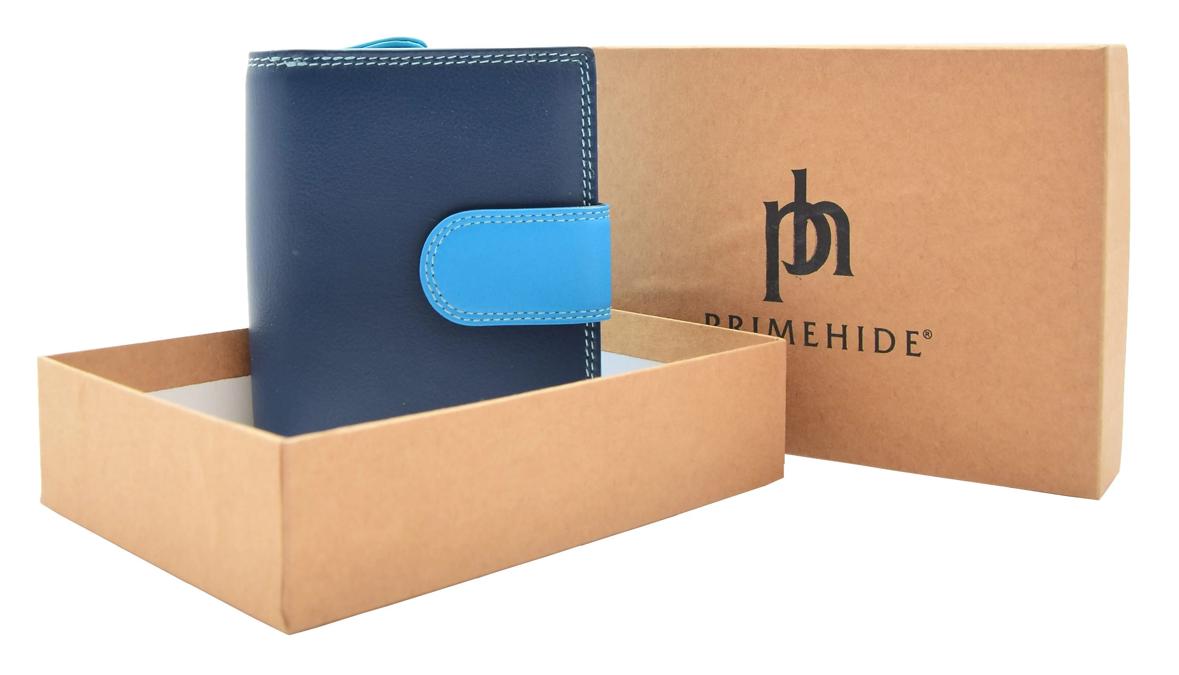 DR449 Women's Booklet Style Purse Leather Wallet Blue