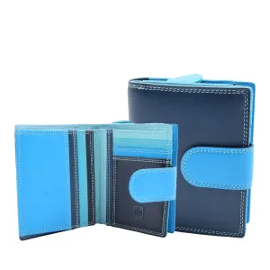 DR449 Women's Booklet Style Purse Leather Wallet Blue