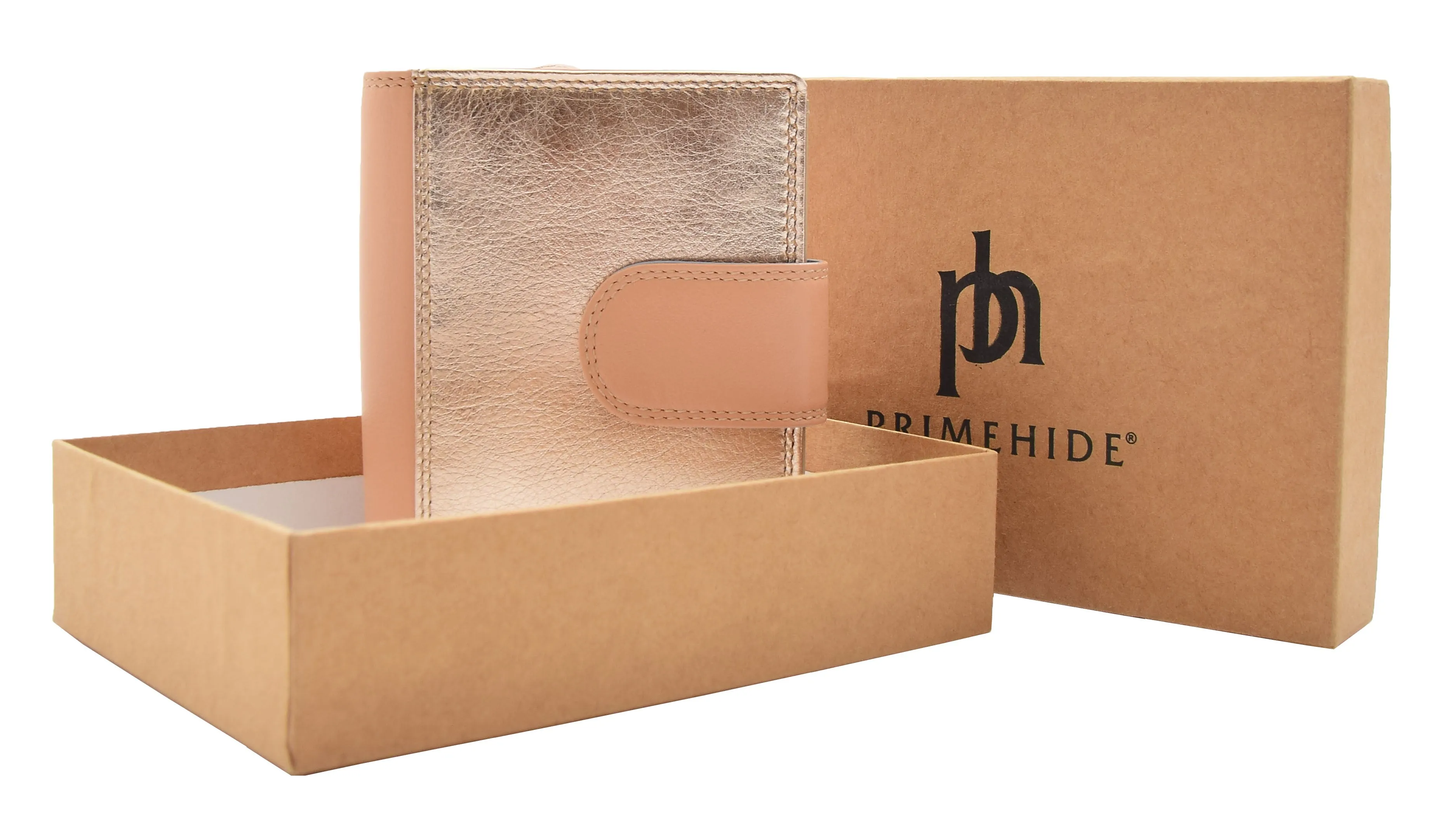DR450 Women's Bifold Soft Leather Purse Rose Gold