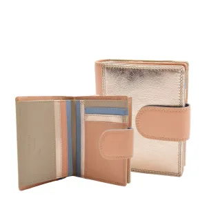 DR450 Women's Bifold Soft Leather Purse Rose Gold