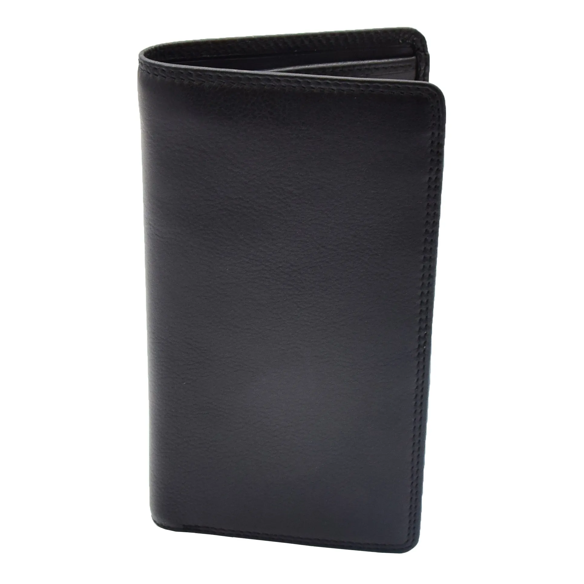 DR452 Real Leather Vertical Bifold Breast Wallet Black
