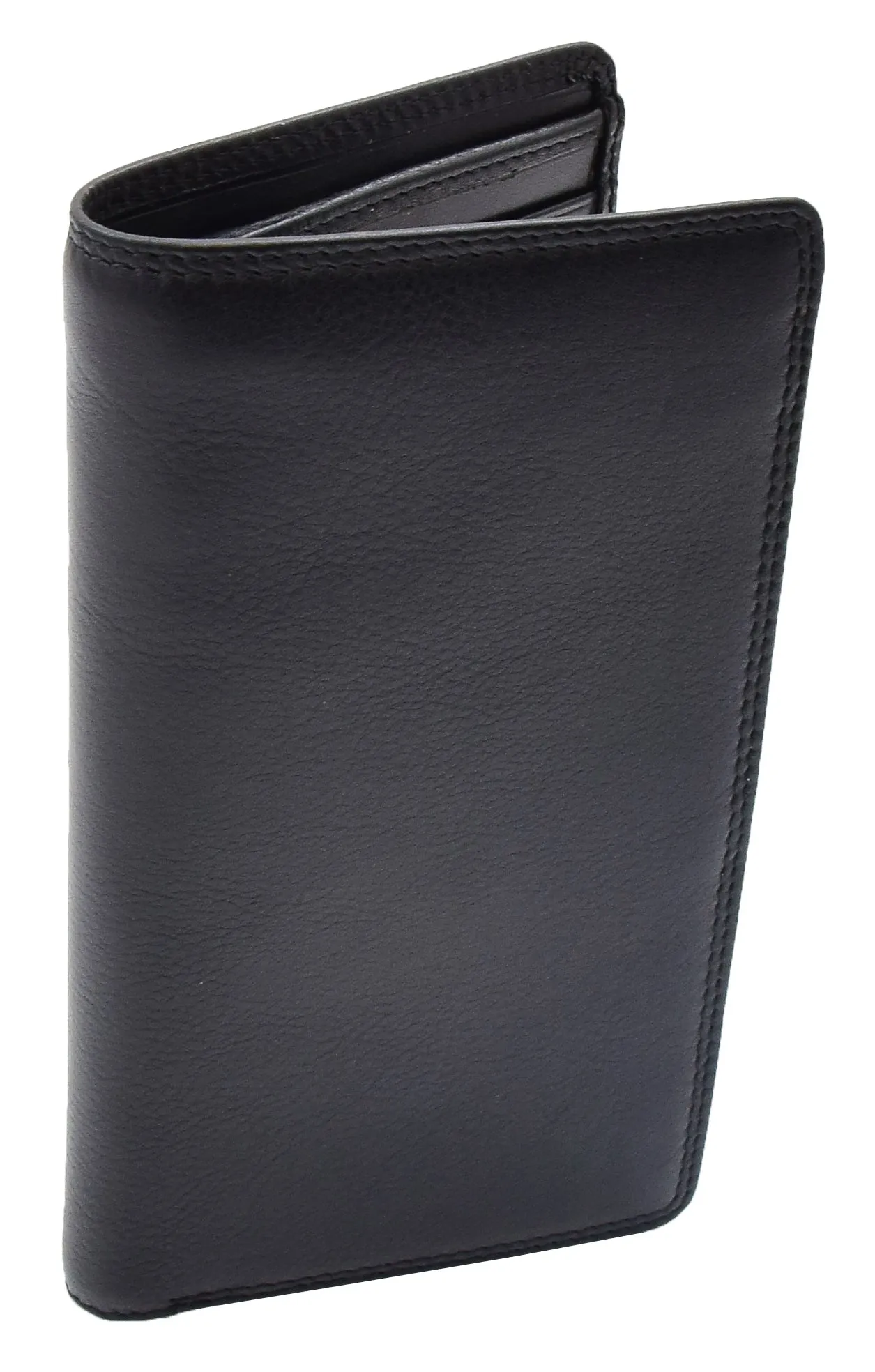 DR452 Real Leather Vertical Bifold Breast Wallet Black