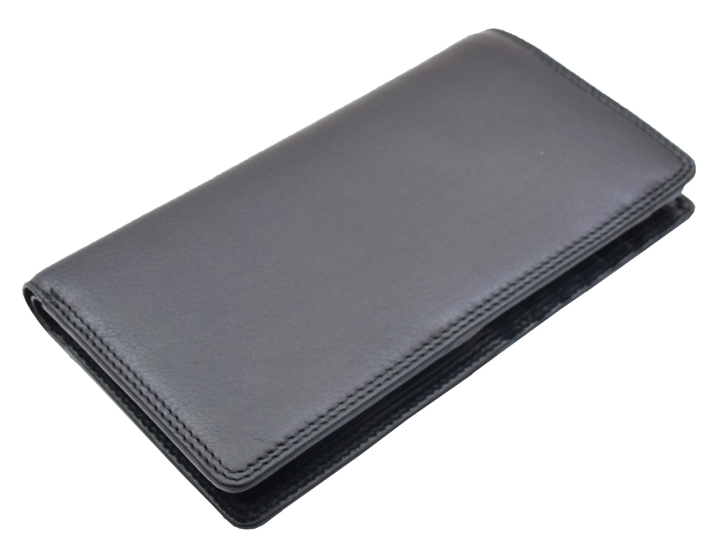 DR452 Real Leather Vertical Bifold Breast Wallet Black