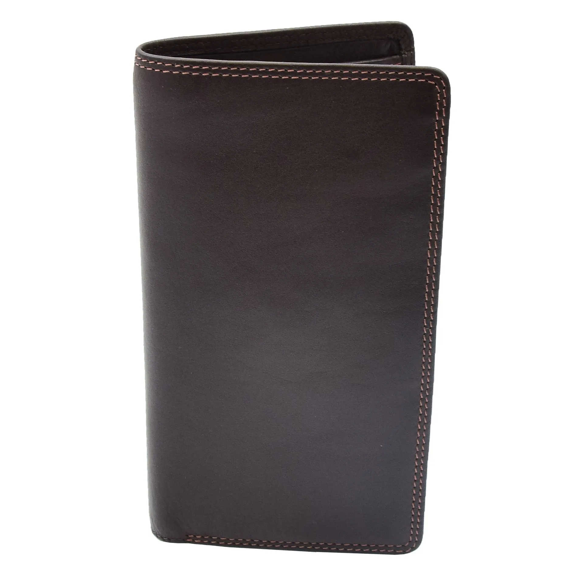 DR452 Real Leather Vertical Bifold Breast Wallet Brown