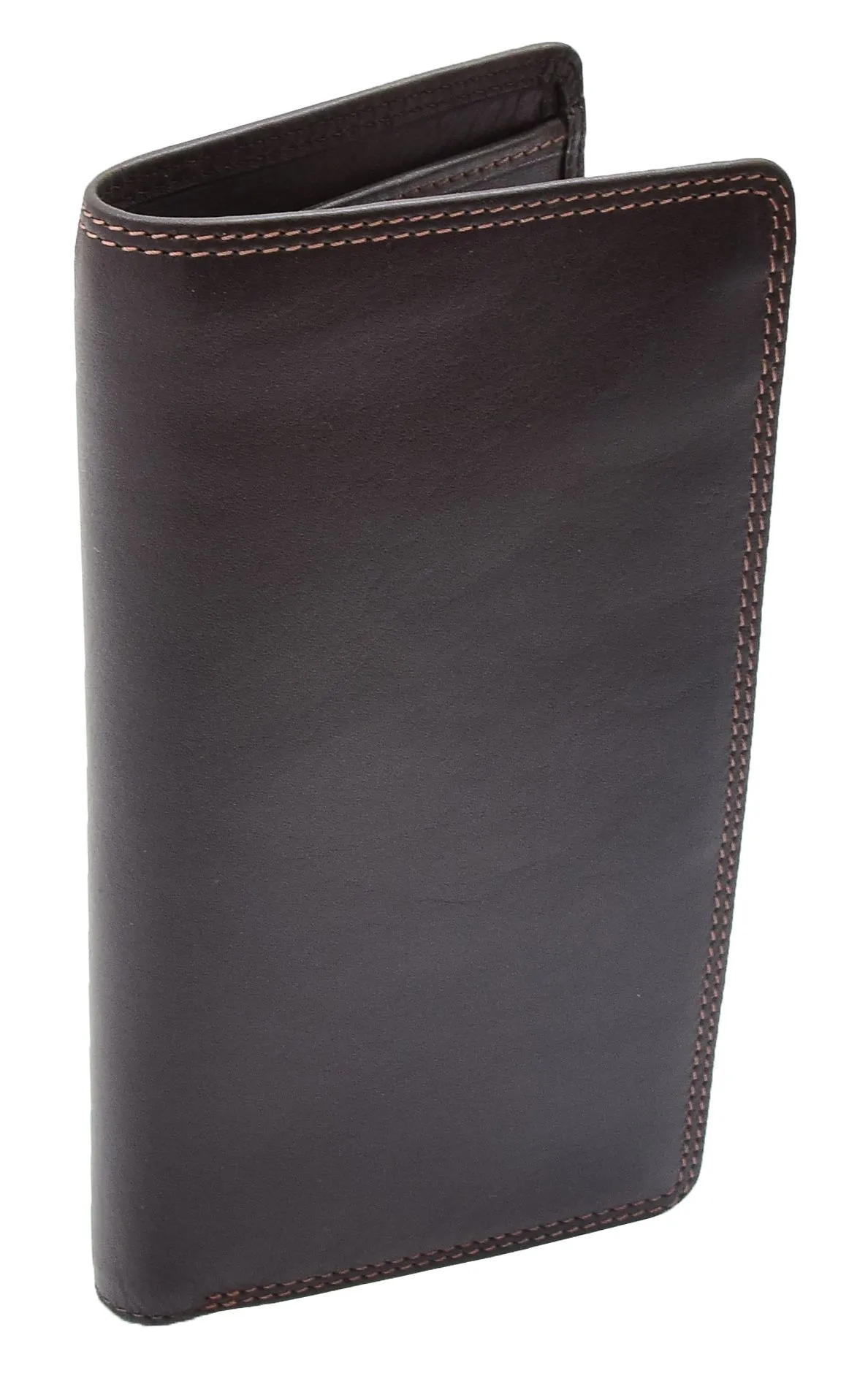 DR452 Real Leather Vertical Bifold Breast Wallet Brown
