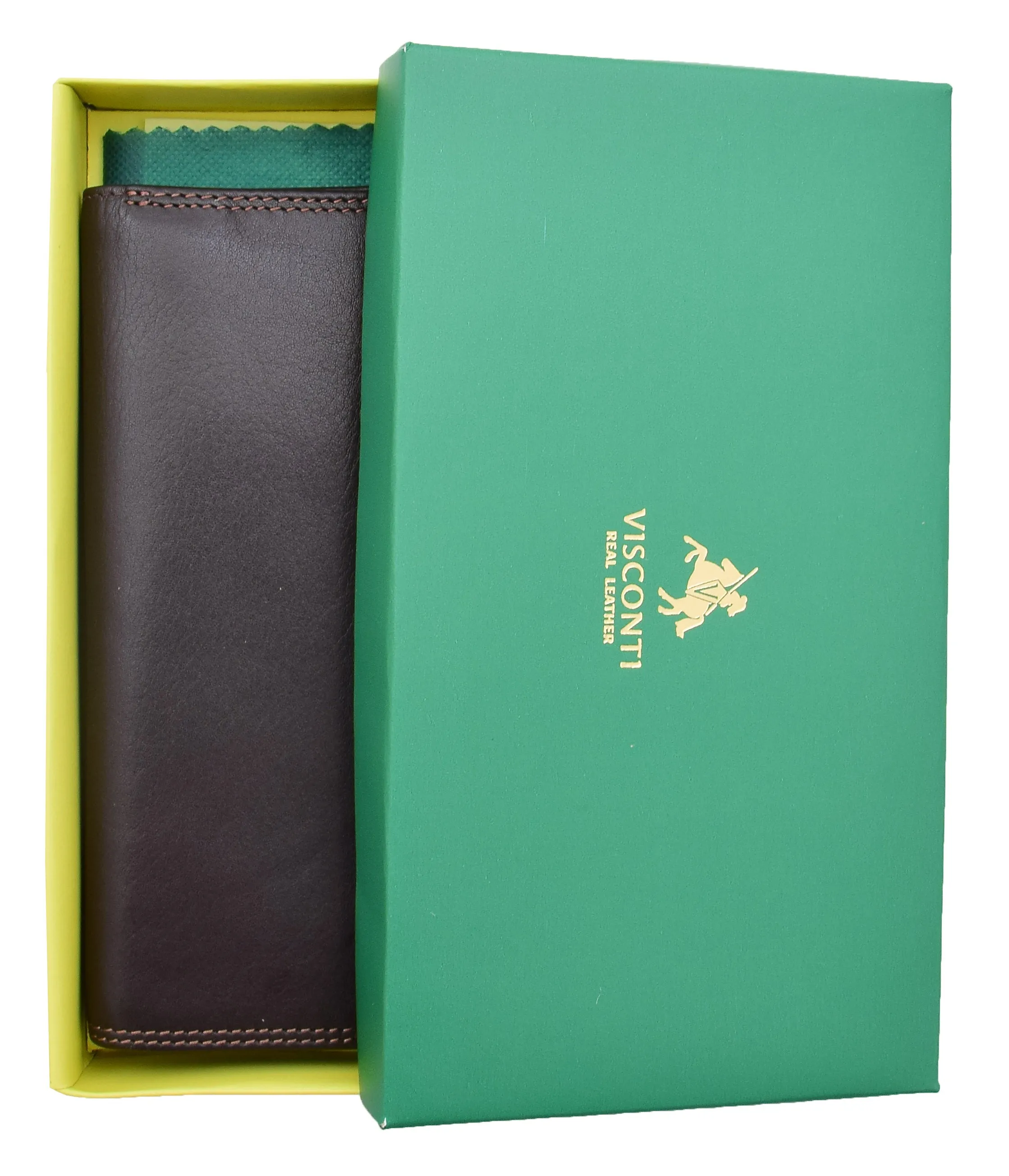 DR452 Real Leather Vertical Bifold Breast Wallet Brown