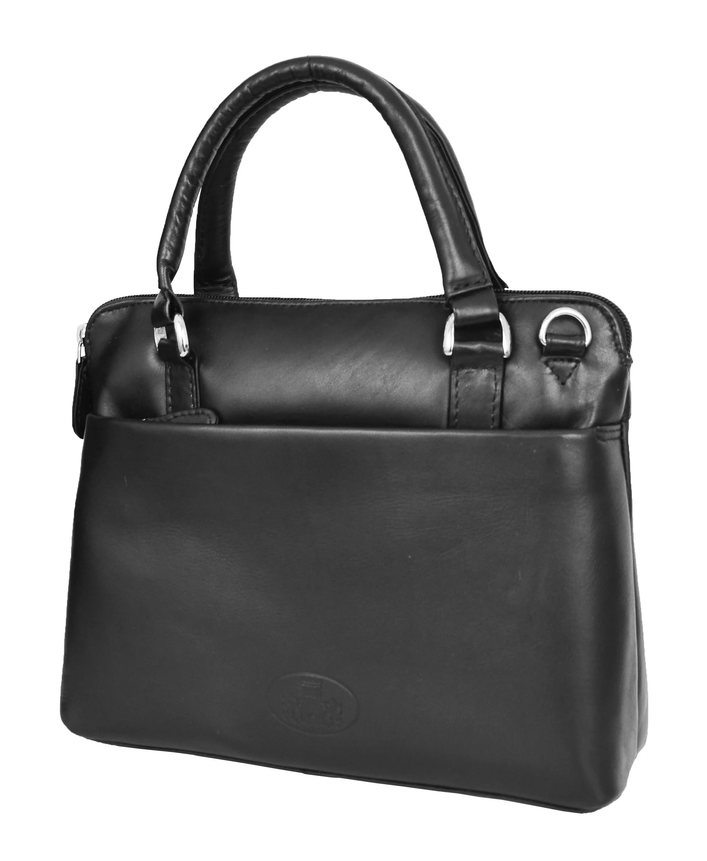 DR458 Women's Leather Small Tote Cross Body Bag Black