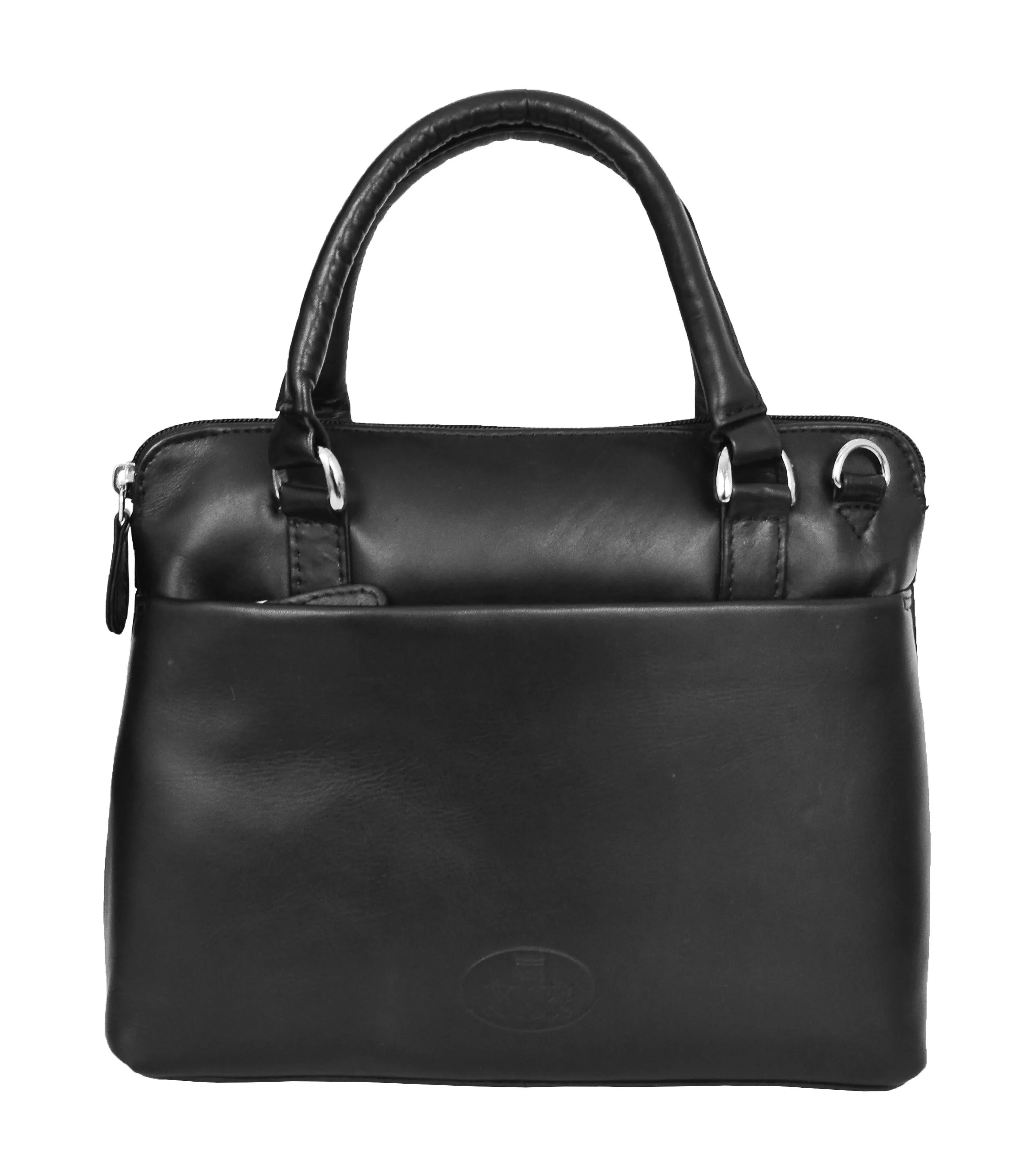 DR458 Women's Leather Small Tote Cross Body Bag Black