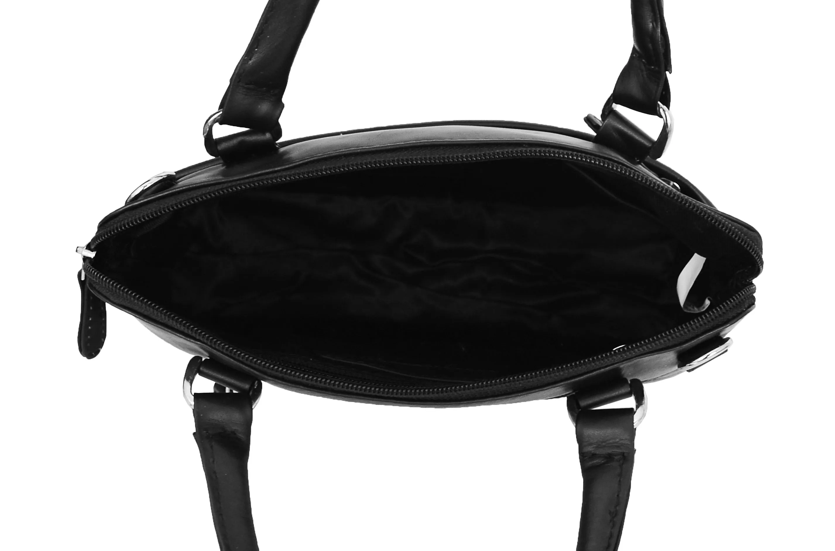 DR458 Women's Leather Small Tote Cross Body Bag Black