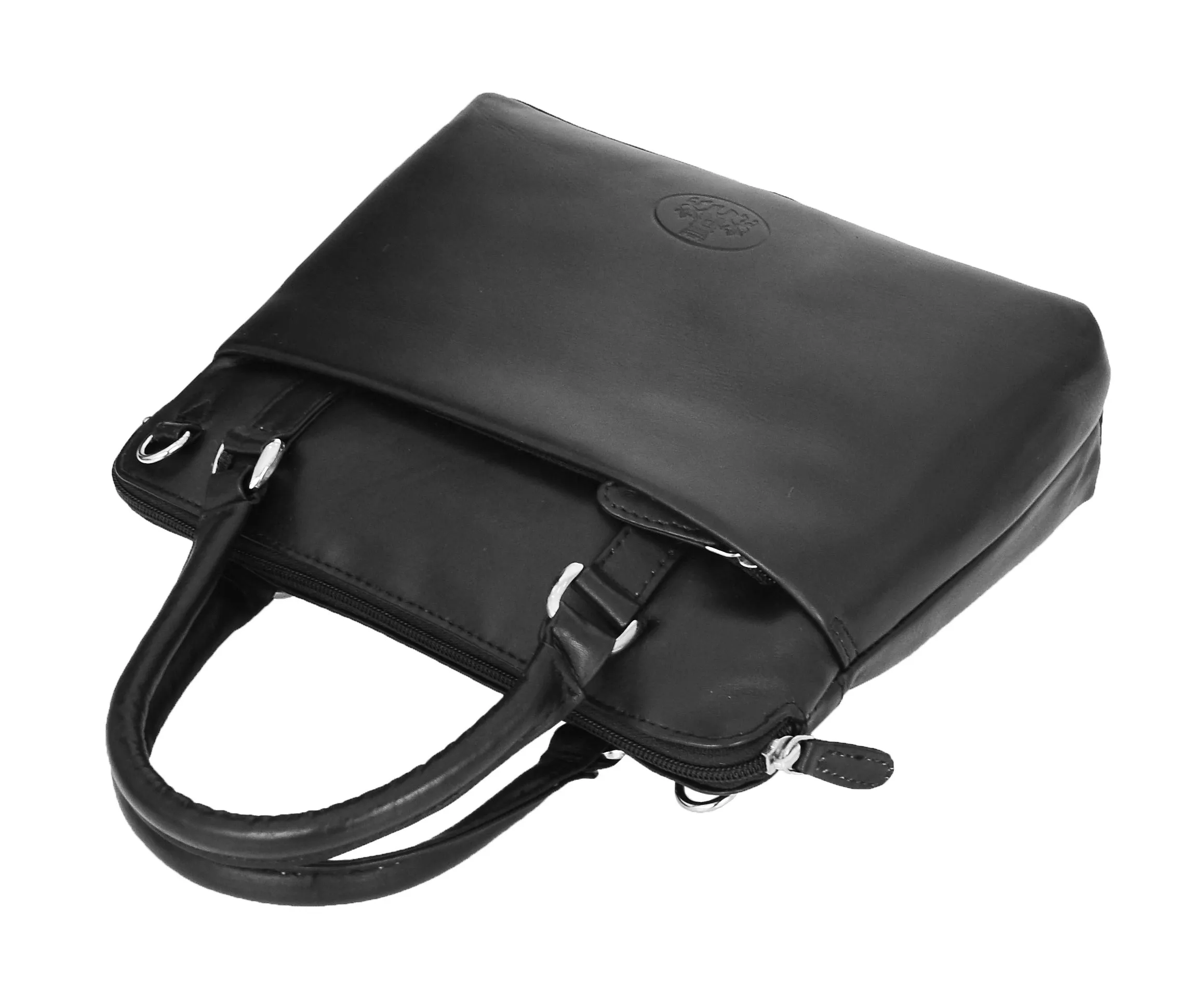 DR458 Women's Leather Small Tote Cross Body Bag Black