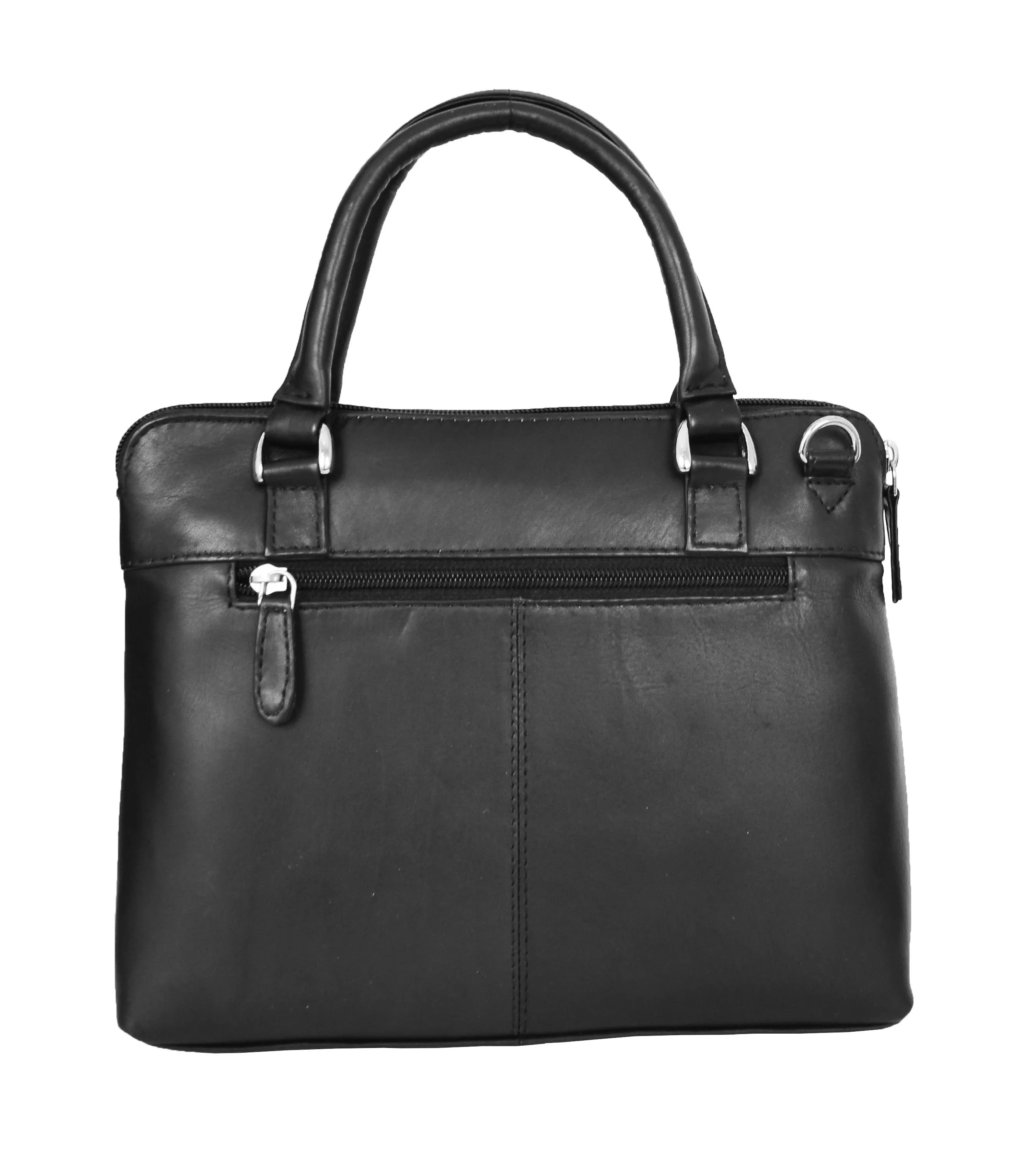 DR458 Women's Leather Small Tote Cross Body Bag Black