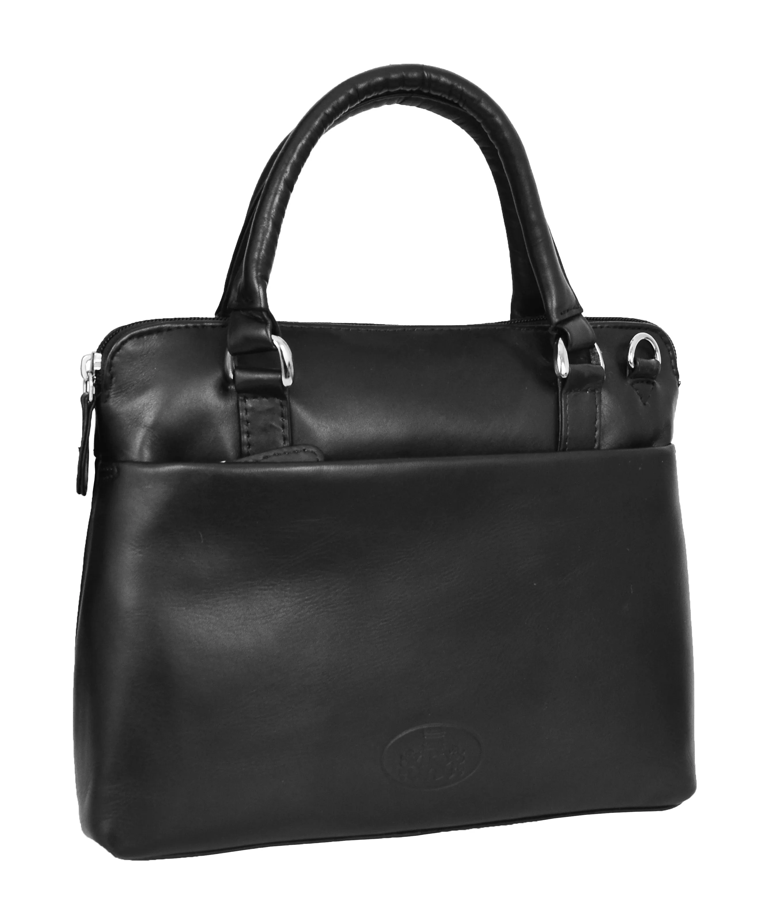 DR458 Women's Leather Small Tote Cross Body Bag Black