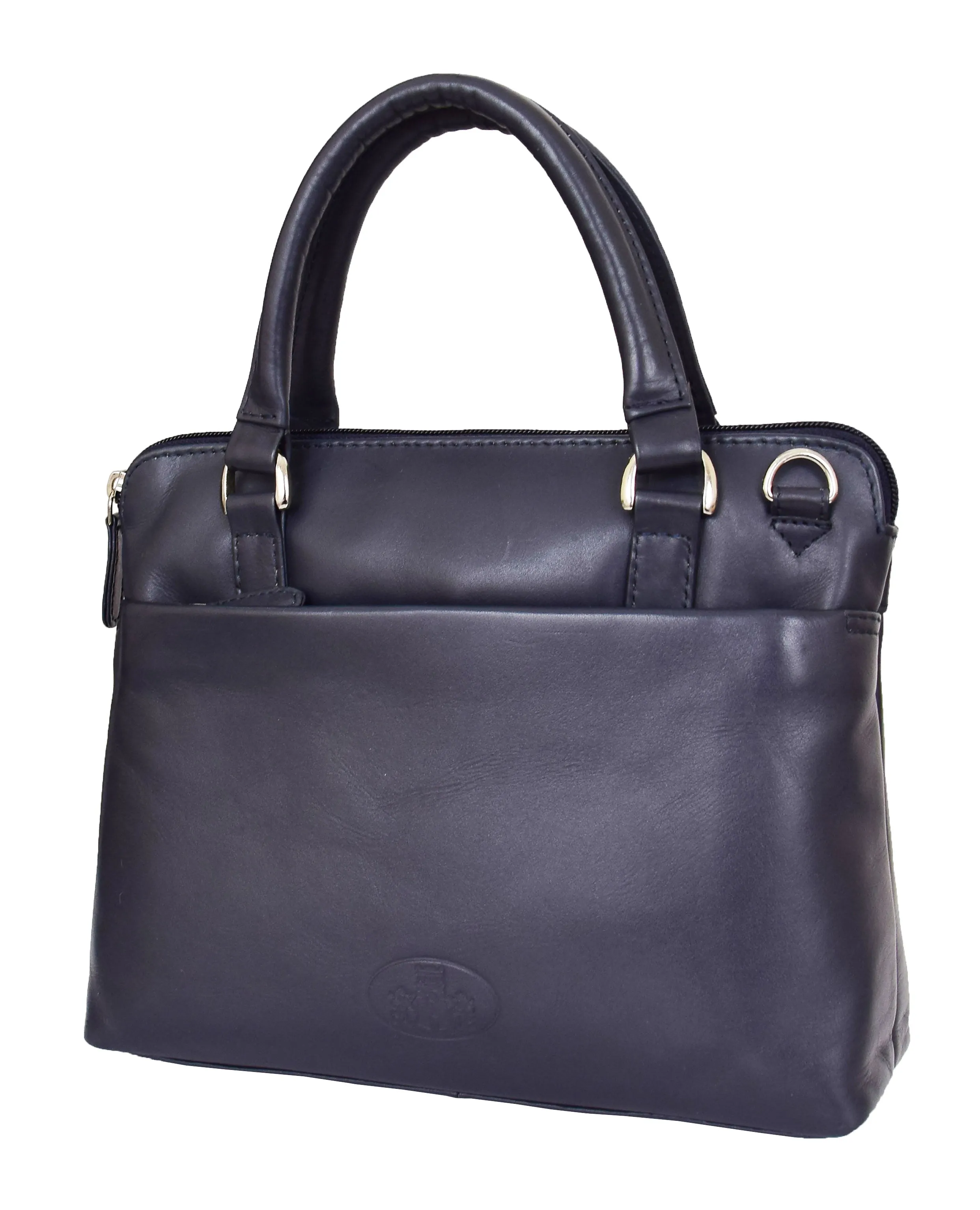 DR458 Women's Leather Small Tote Cross Body Bag Navy