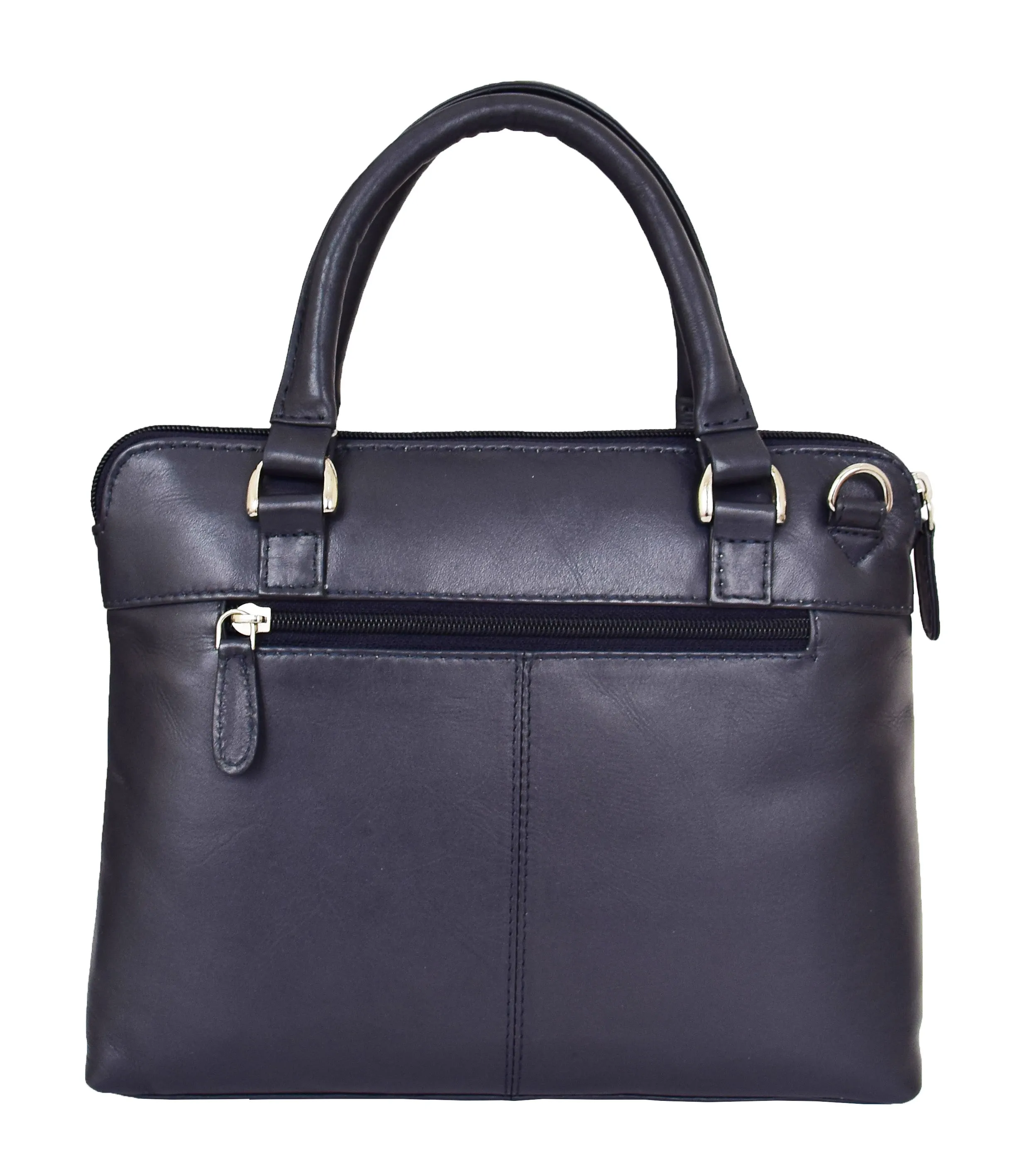 DR458 Women's Leather Small Tote Cross Body Bag Navy