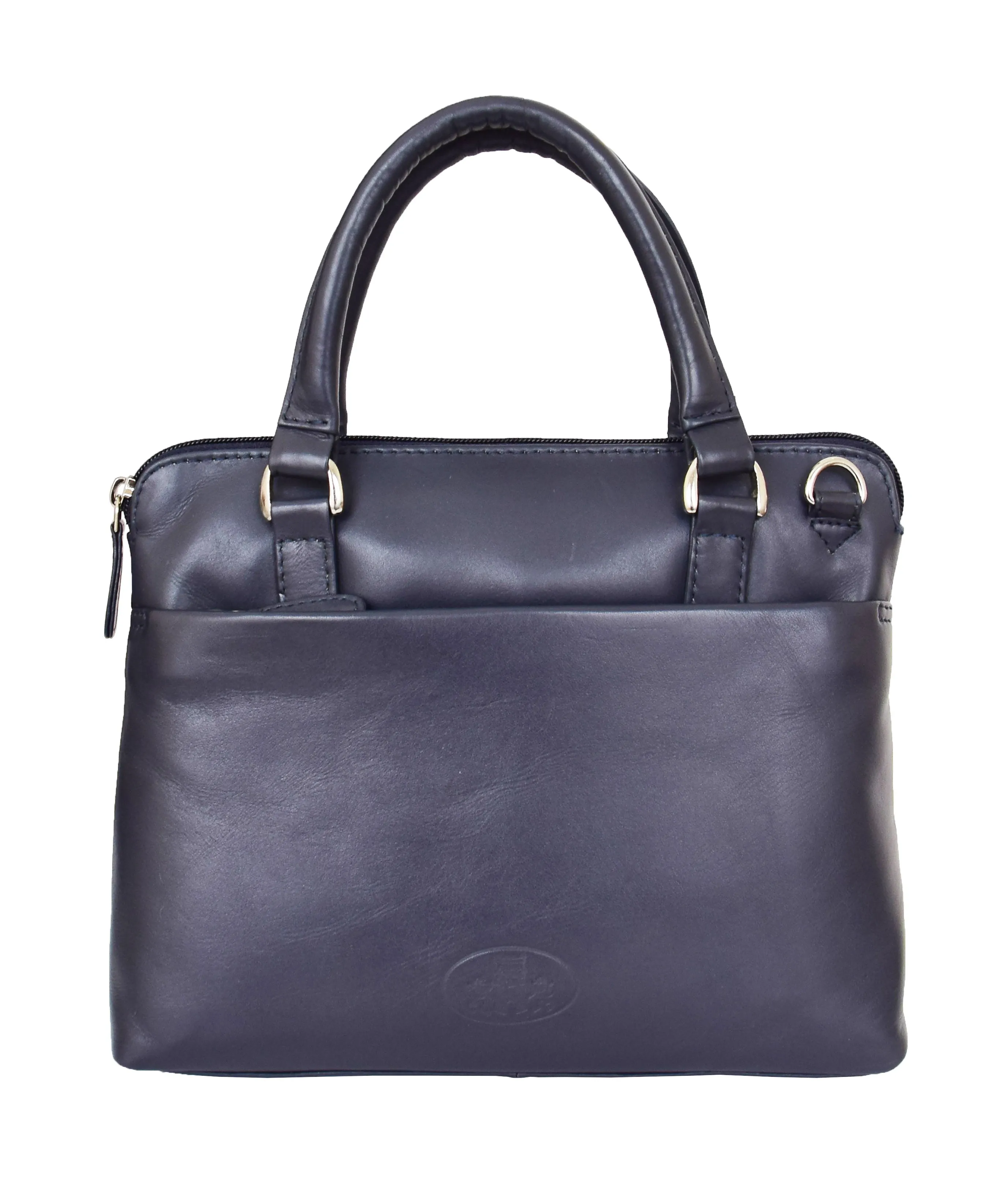 DR458 Women's Leather Small Tote Cross Body Bag Navy