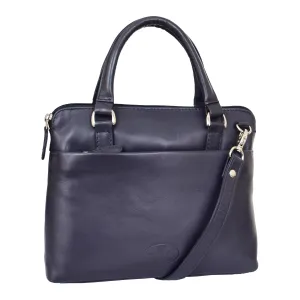 DR458 Women's Leather Small Tote Cross Body Bag Navy