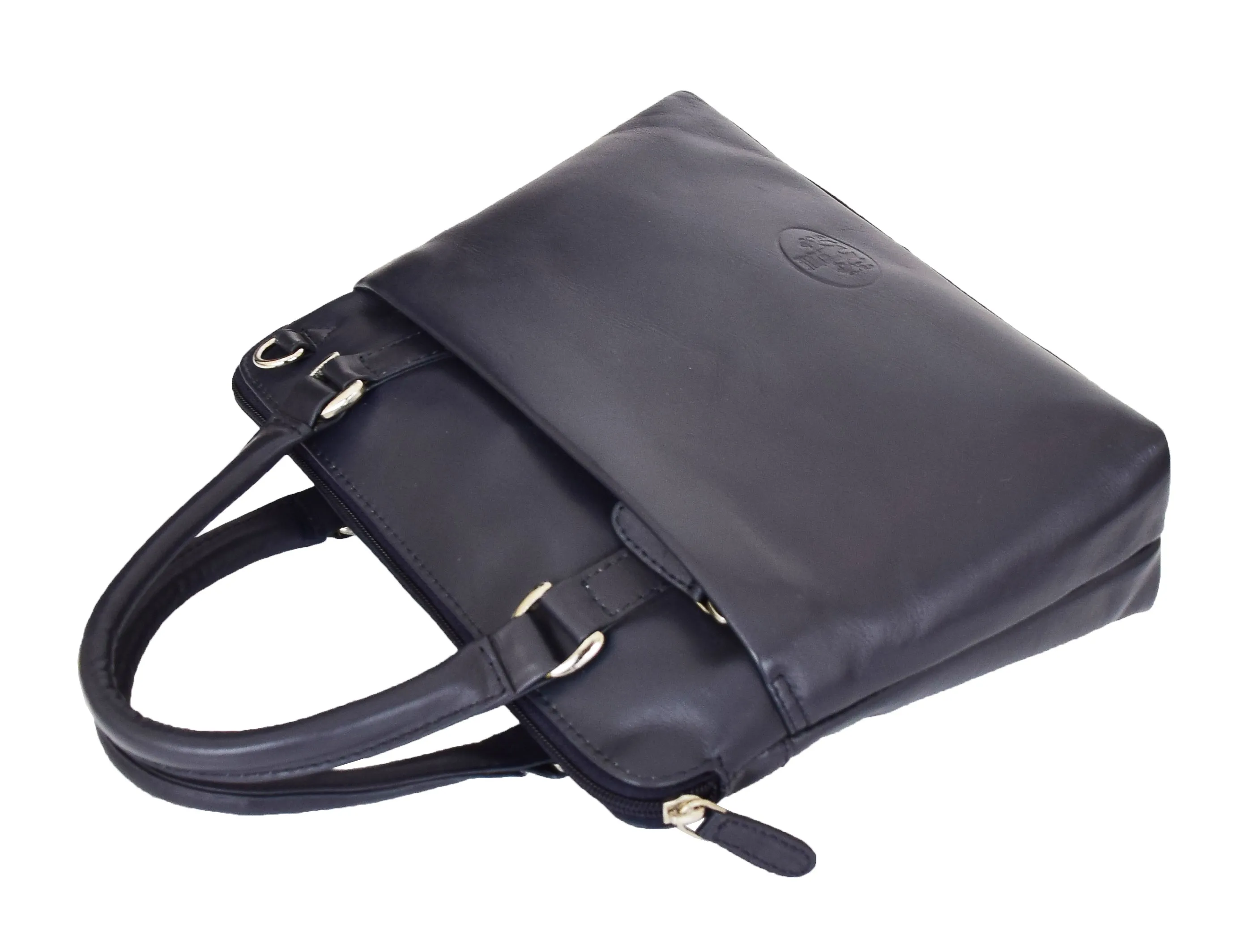 DR458 Women's Leather Small Tote Cross Body Bag Navy