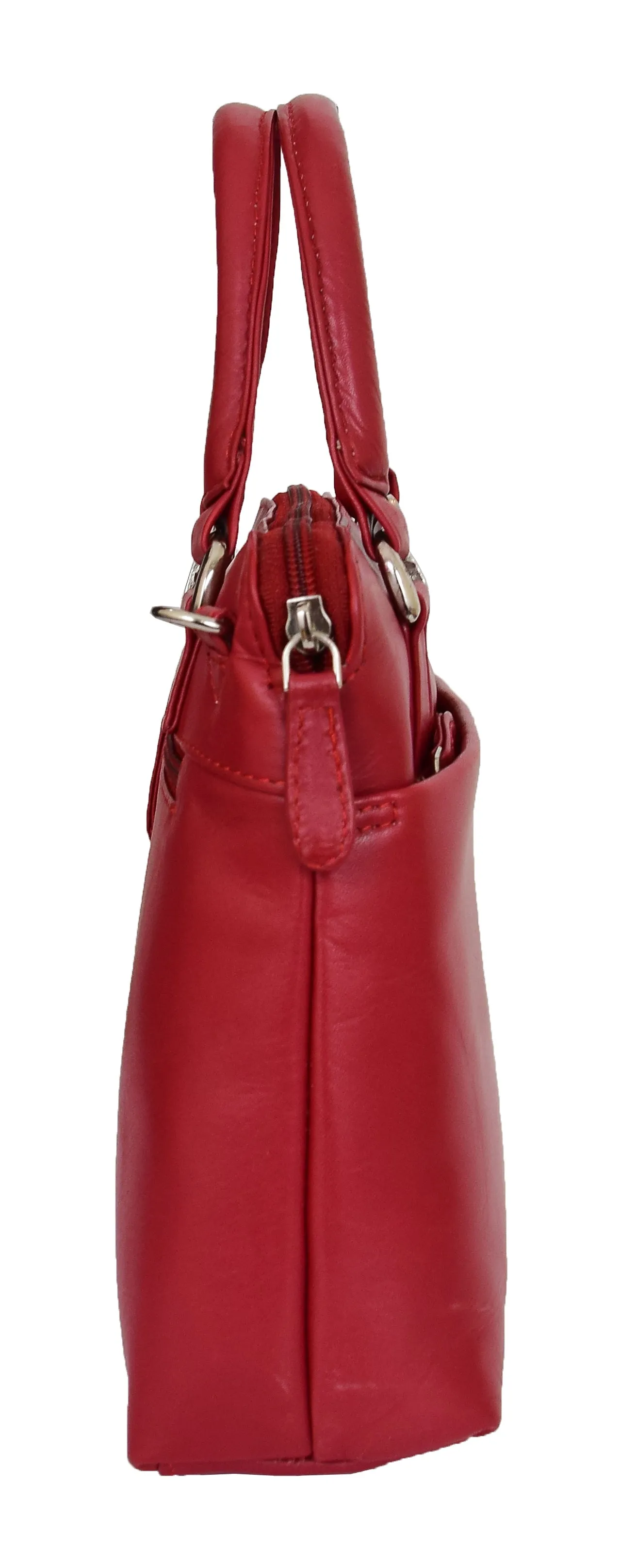 DR458 Women's Leather Small Tote Cross Body Bag Red