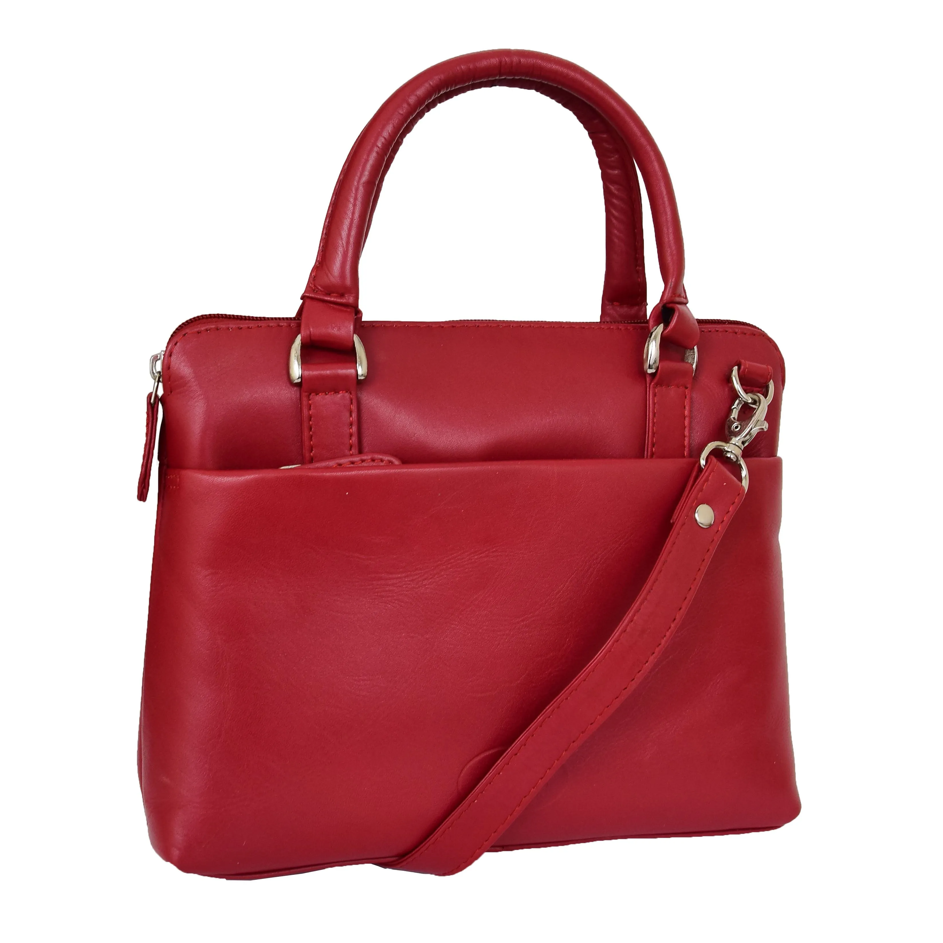 DR458 Women's Leather Small Tote Cross Body Bag Red