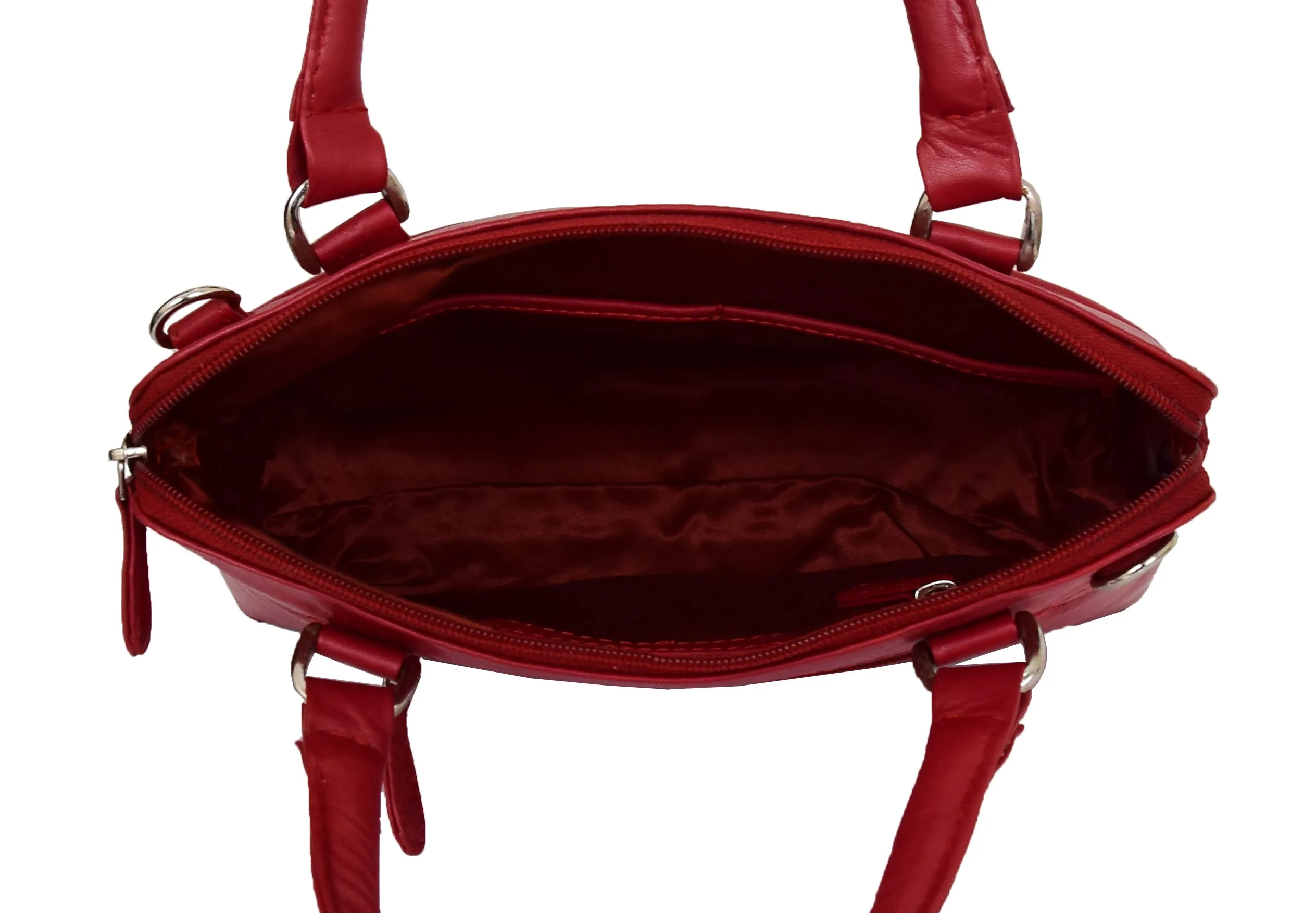 DR458 Women's Leather Small Tote Cross Body Bag Red